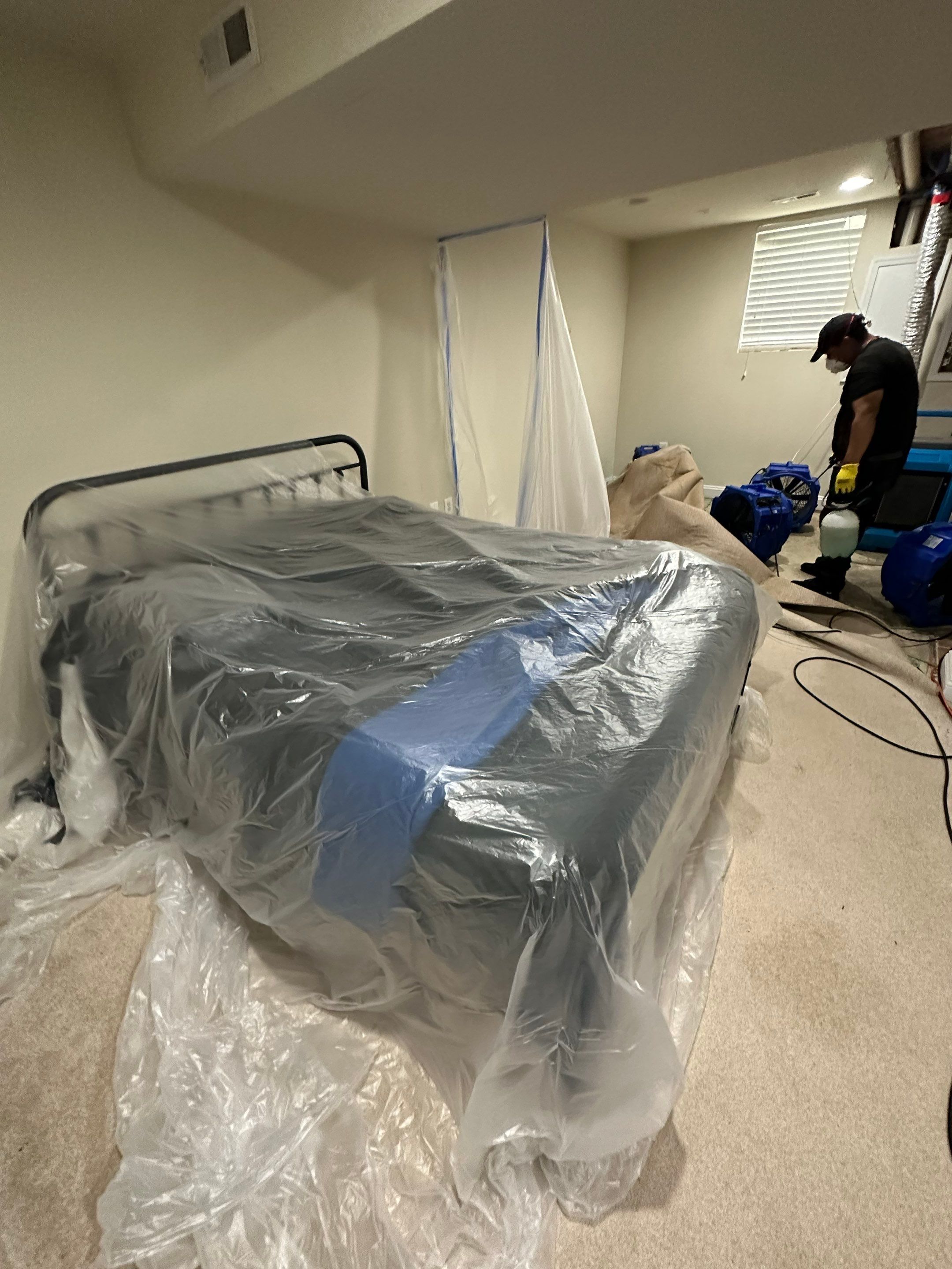 Ceiling damage documentation showing water intrusion extent before repair work begins.