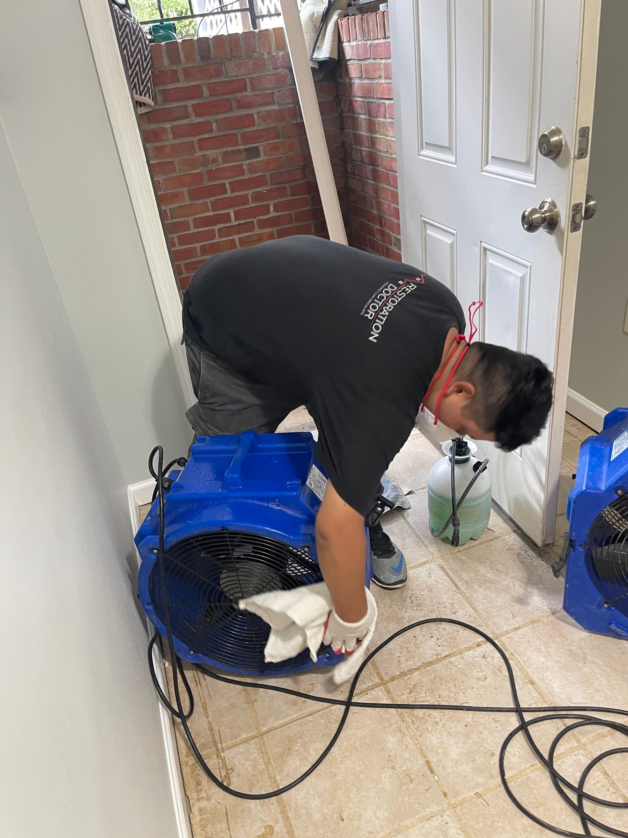 Final-stage structural drying and equipment removal completing mold remediation in McLean.