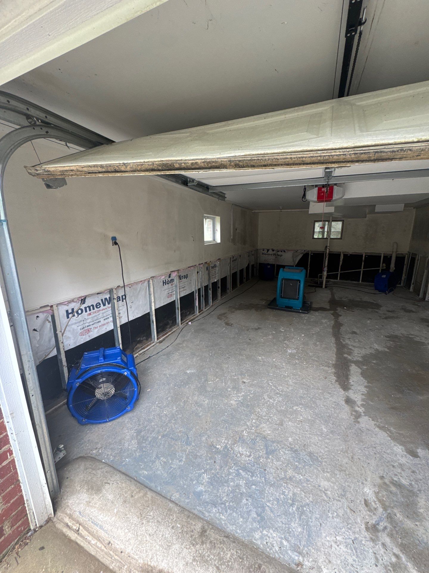 Advanced drying phase with equipment placement optimized for complete moisture extraction.