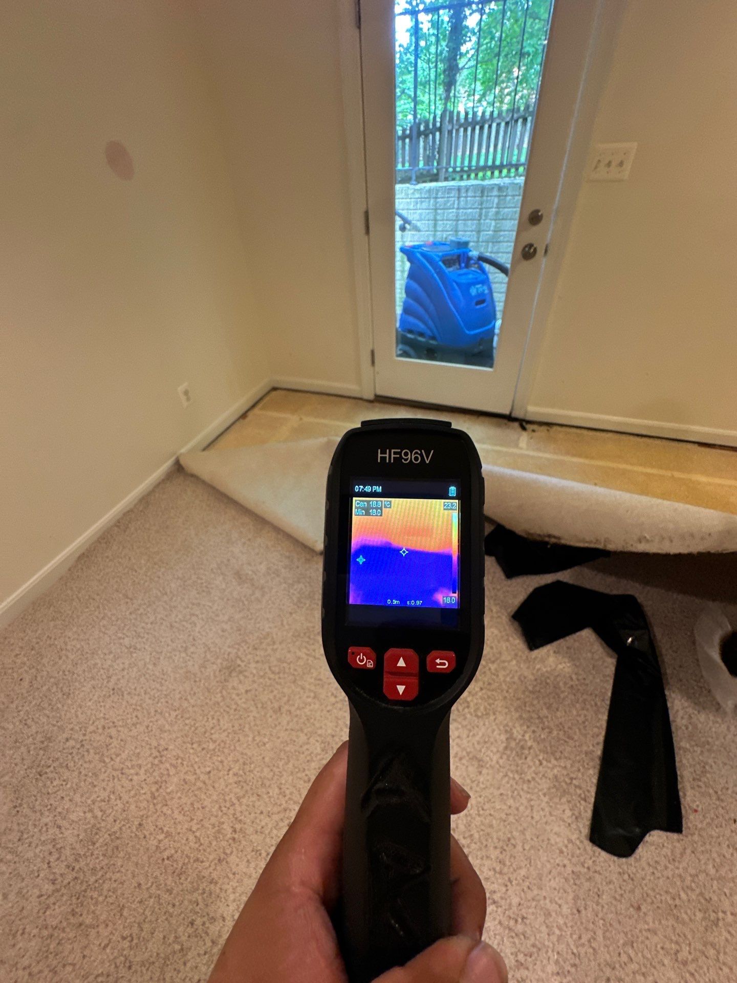Final inspection confirming moisture levels normalized after mold remediation completion.