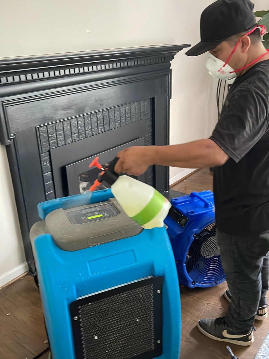 Monitoring equipment tracks humidity reduction during water damage restoration process.