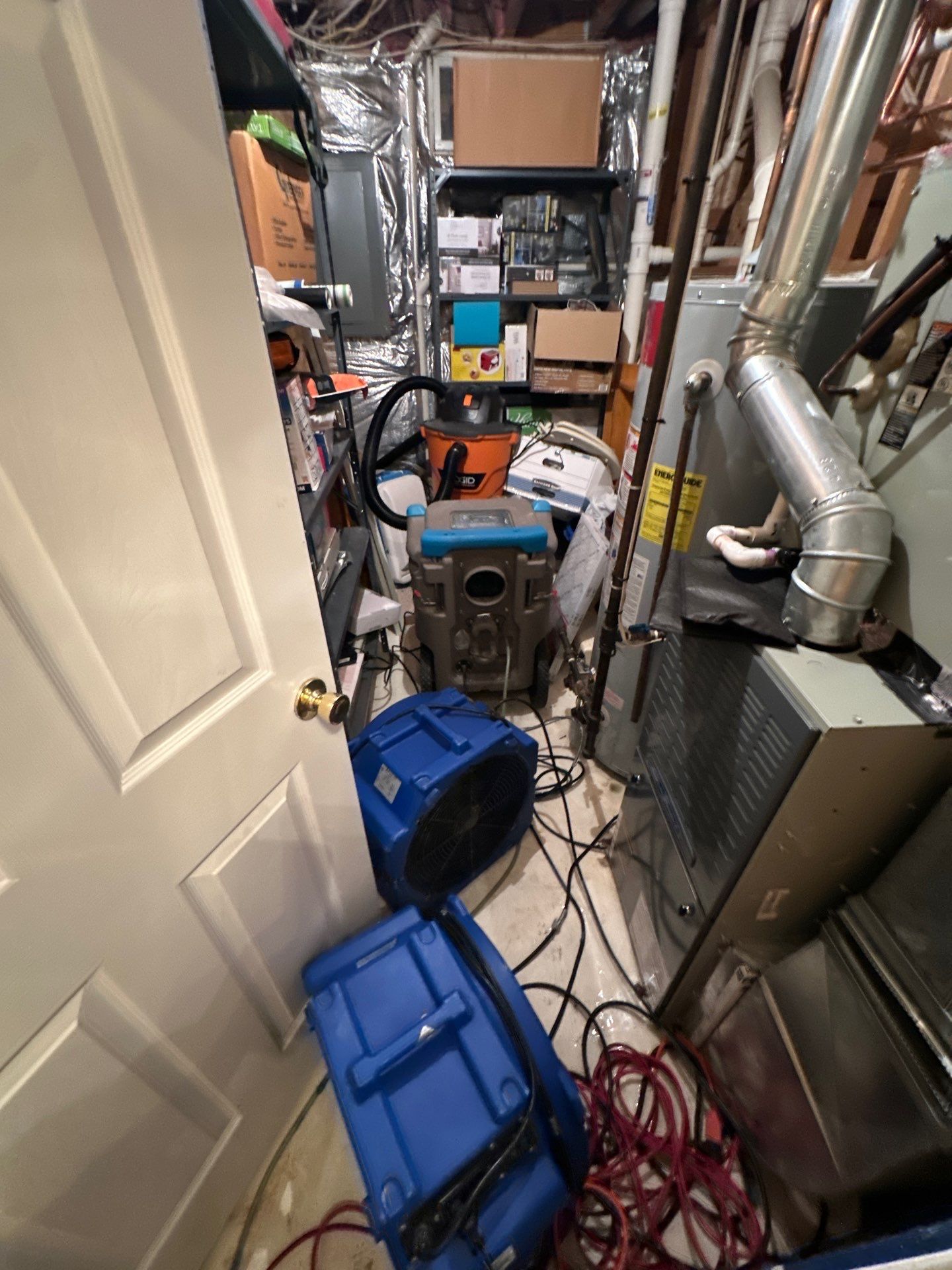 Final-stage drying complete, structural integrity restored after Sterling water damage restoration.
