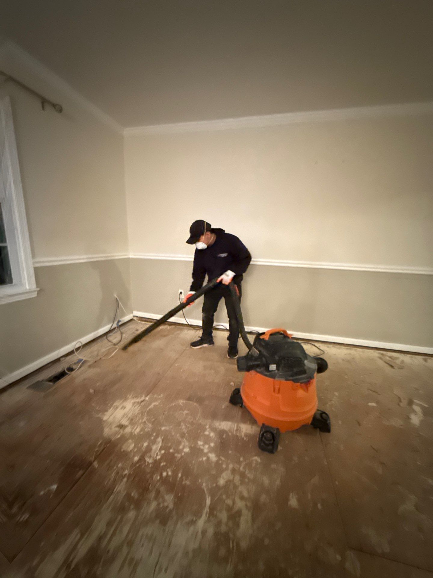 New wall framing installed as part of Reston water damage restoration rebuild.