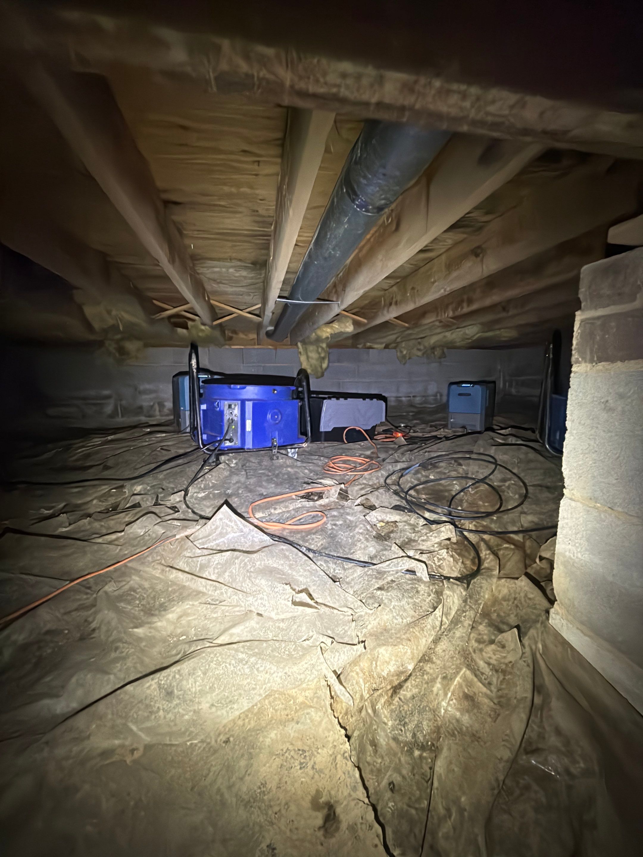 Final drying stage with equipment in place, structural repairs nearing completion.
