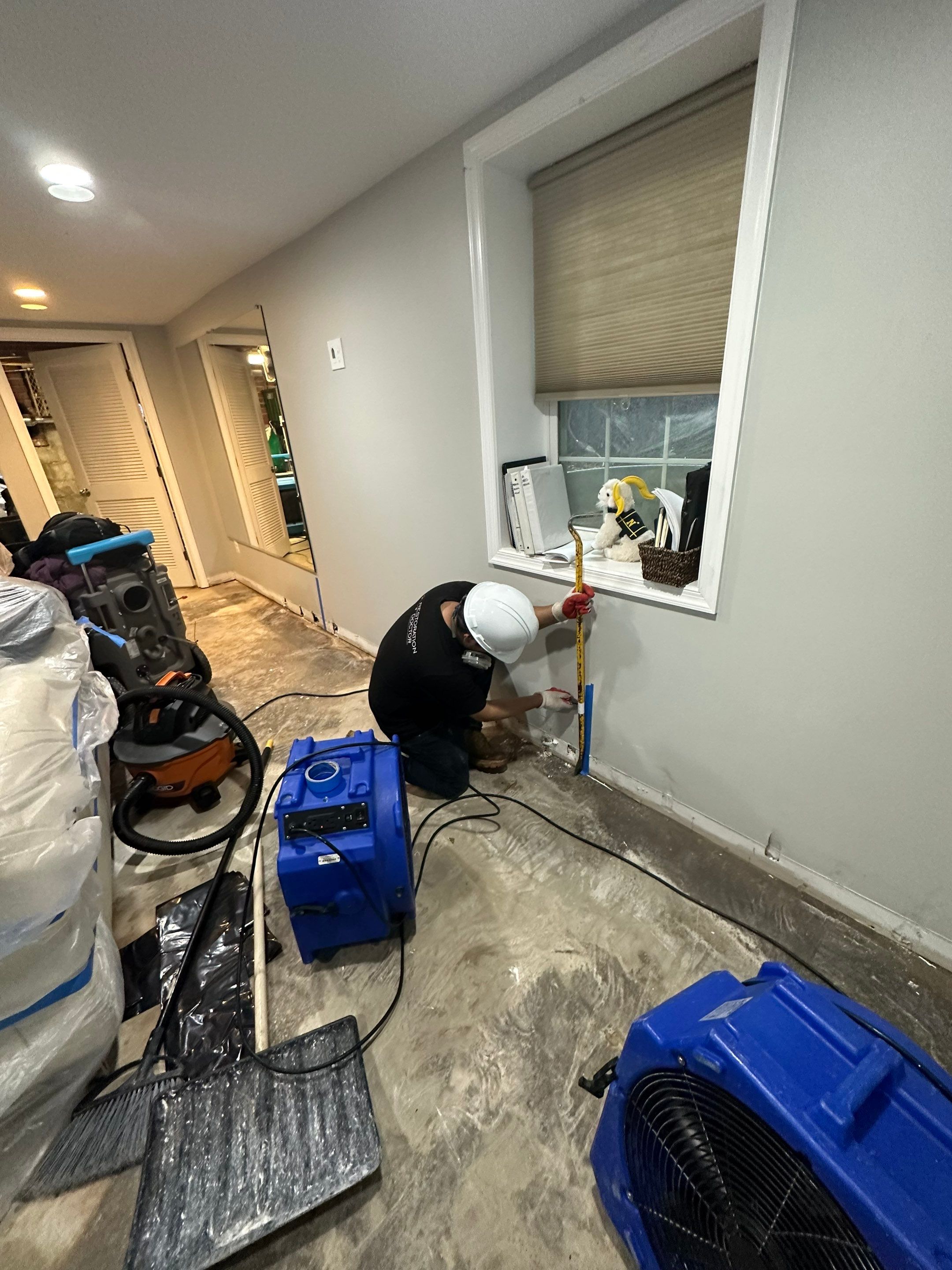 Final-stage inspection of dried structural materials after water extraction and dehumidification cycle completed in Arlington.