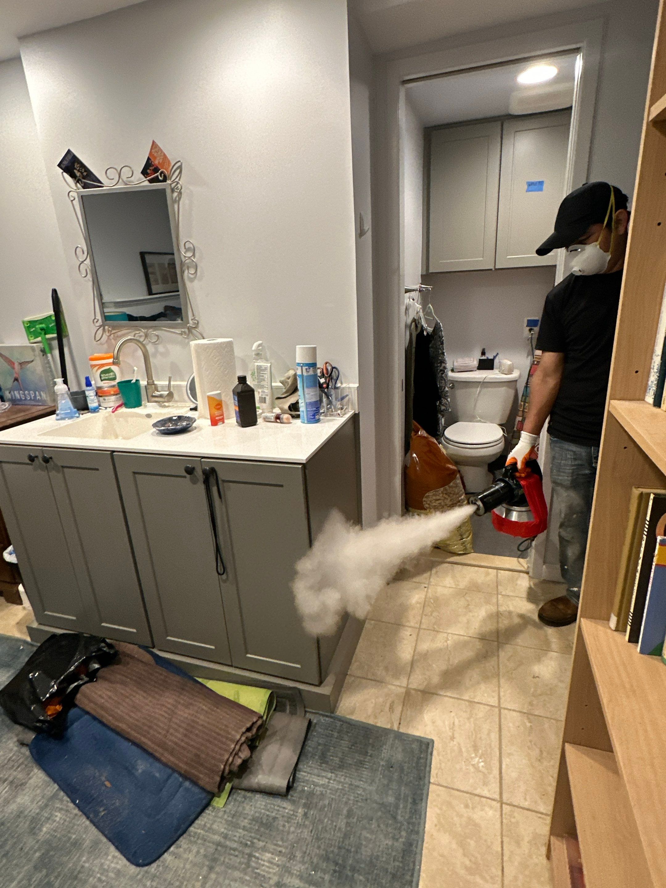 Final stage of water damage restoration in Woodbridge, surfaces treated and ready for rebuild.