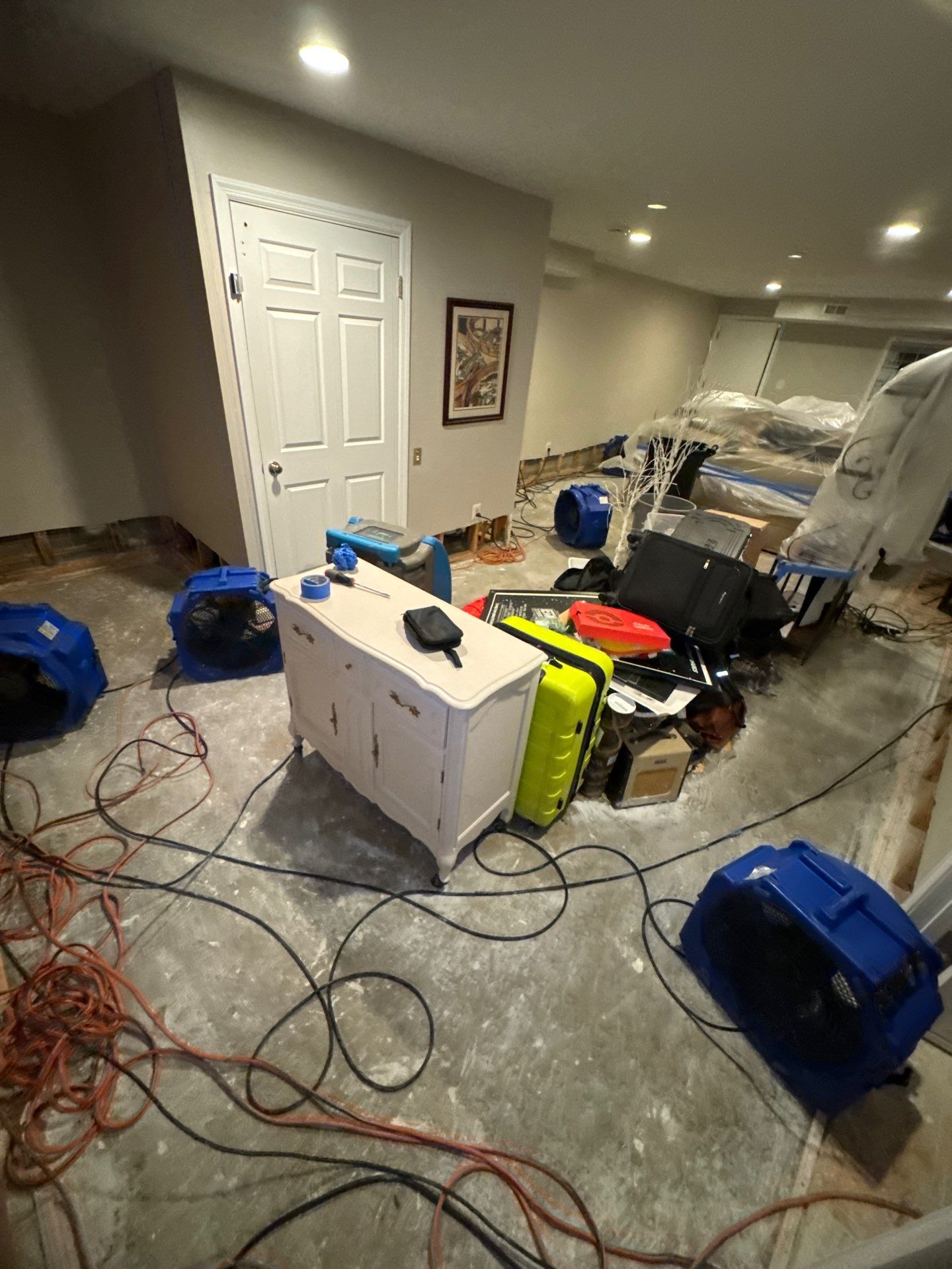 Dried and restored flooring following water damage remediation in Oakton.