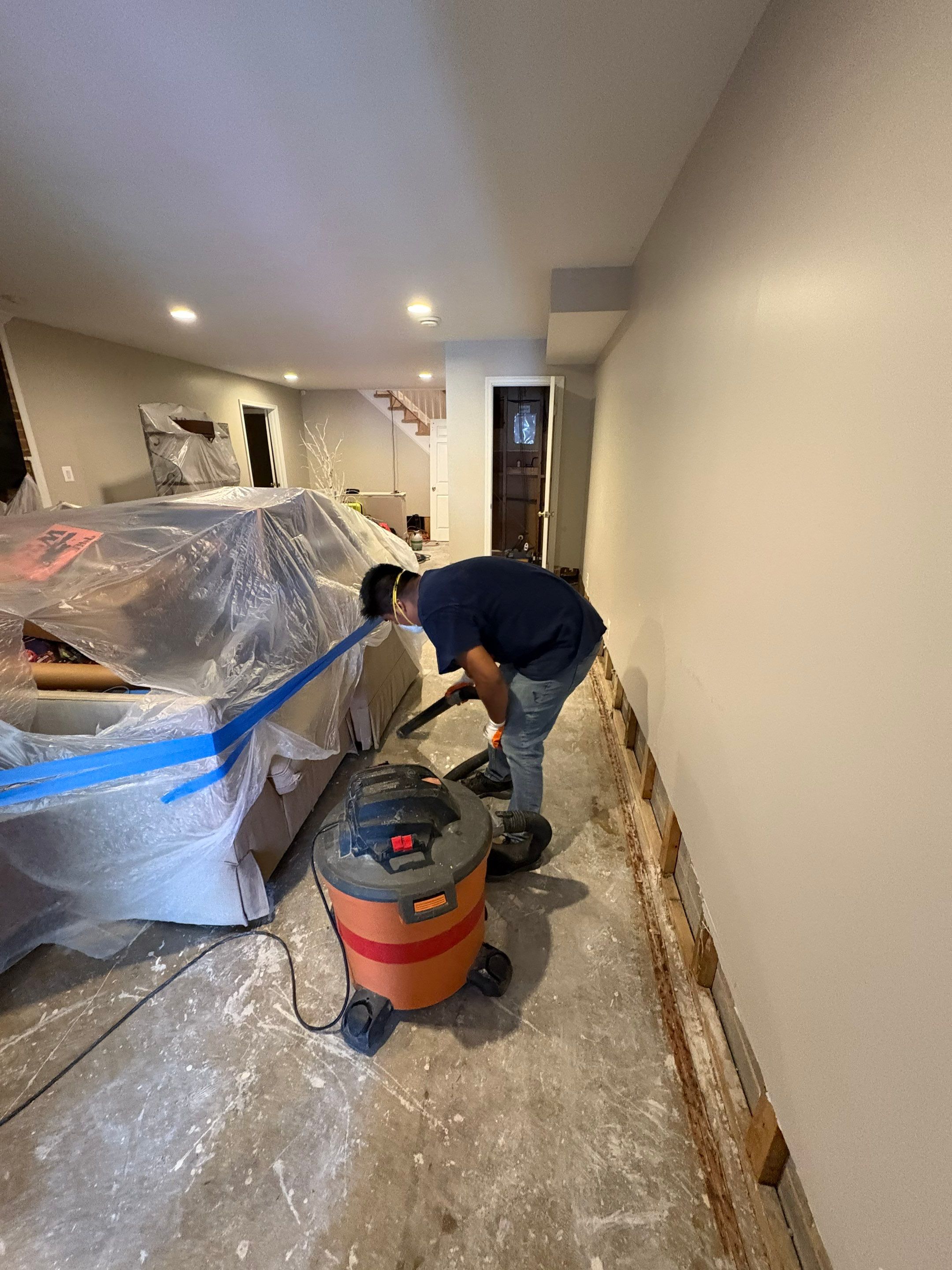 Structural drying equipment positioned to remove moisture from affected areas.