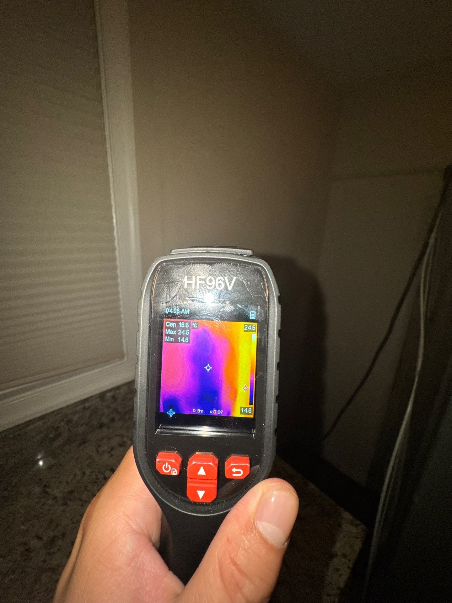 Thermal imaging inspection revealing moisture patterns during mold remediation in Clifton.