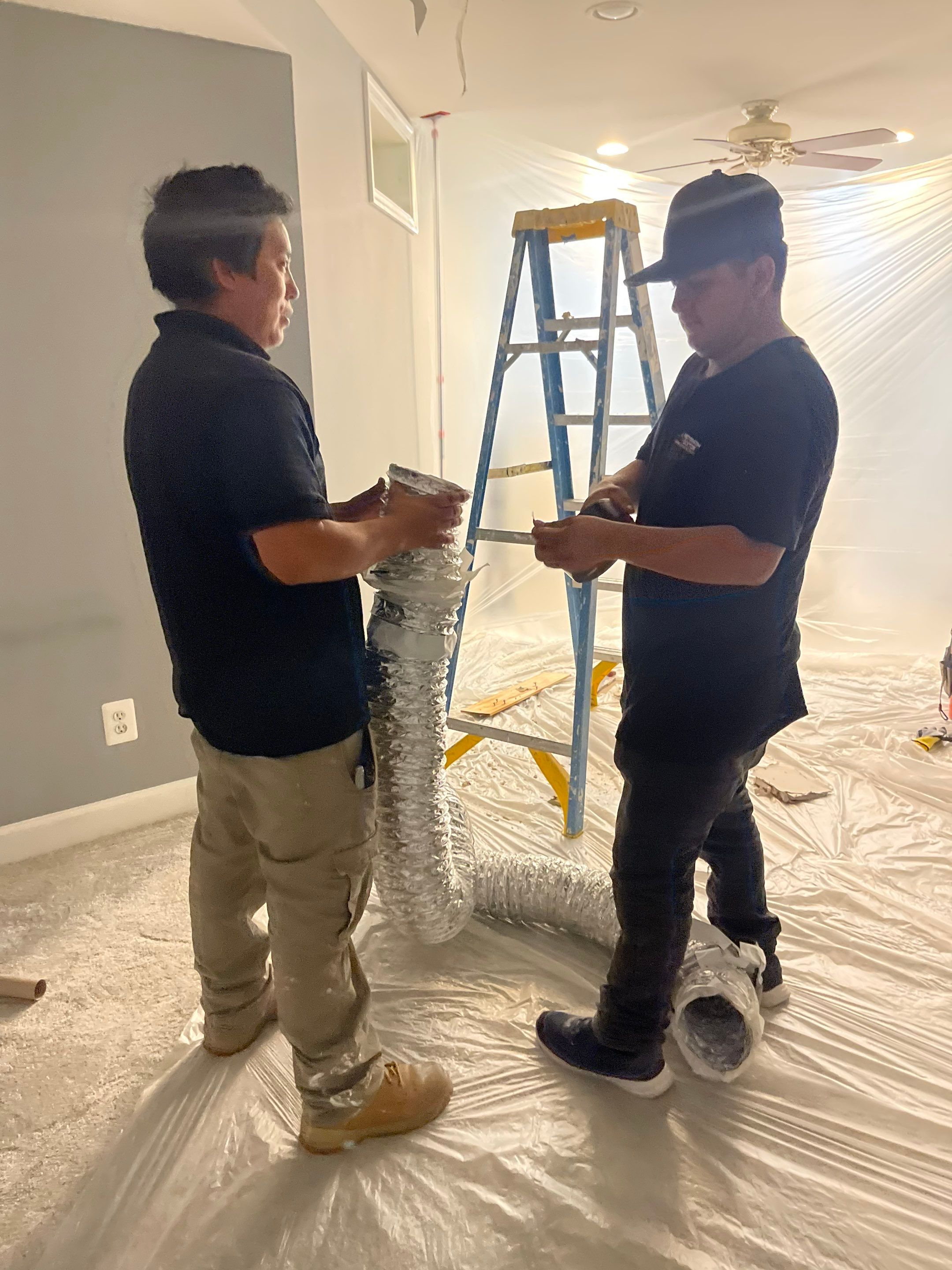 Thermal imaging moisture inspection documenting water intrusion patterns during Woodbridge restoration.