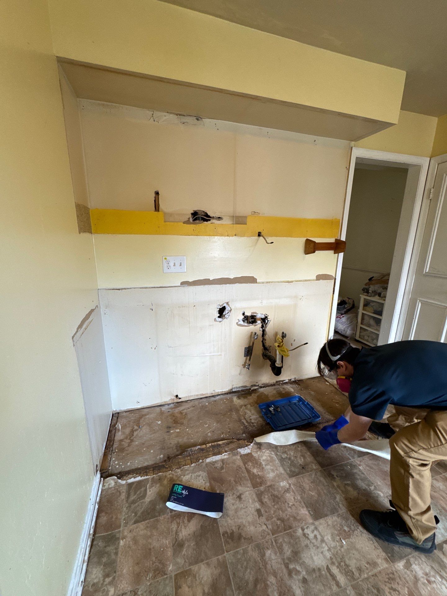 Water damage affecting multiple rooms in Vienna home during initial assessment and documentation.