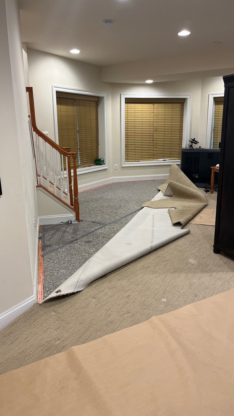 Completed water damage restoration in Leesburg showing dried and treated structural areas ready for rebuild.