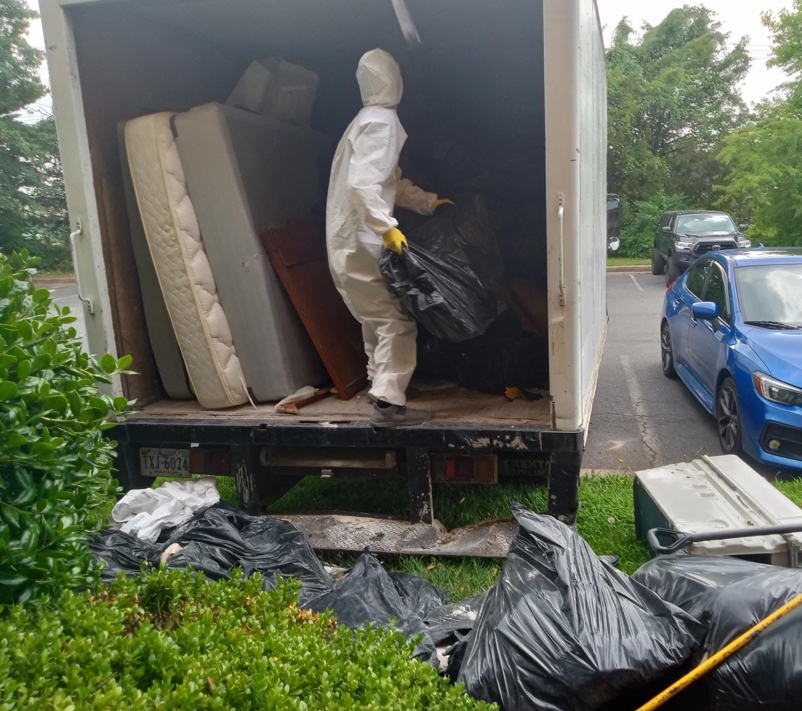 Continued dehumidification setup with equipment repositioned to optimize air circulation and moisture removal.
