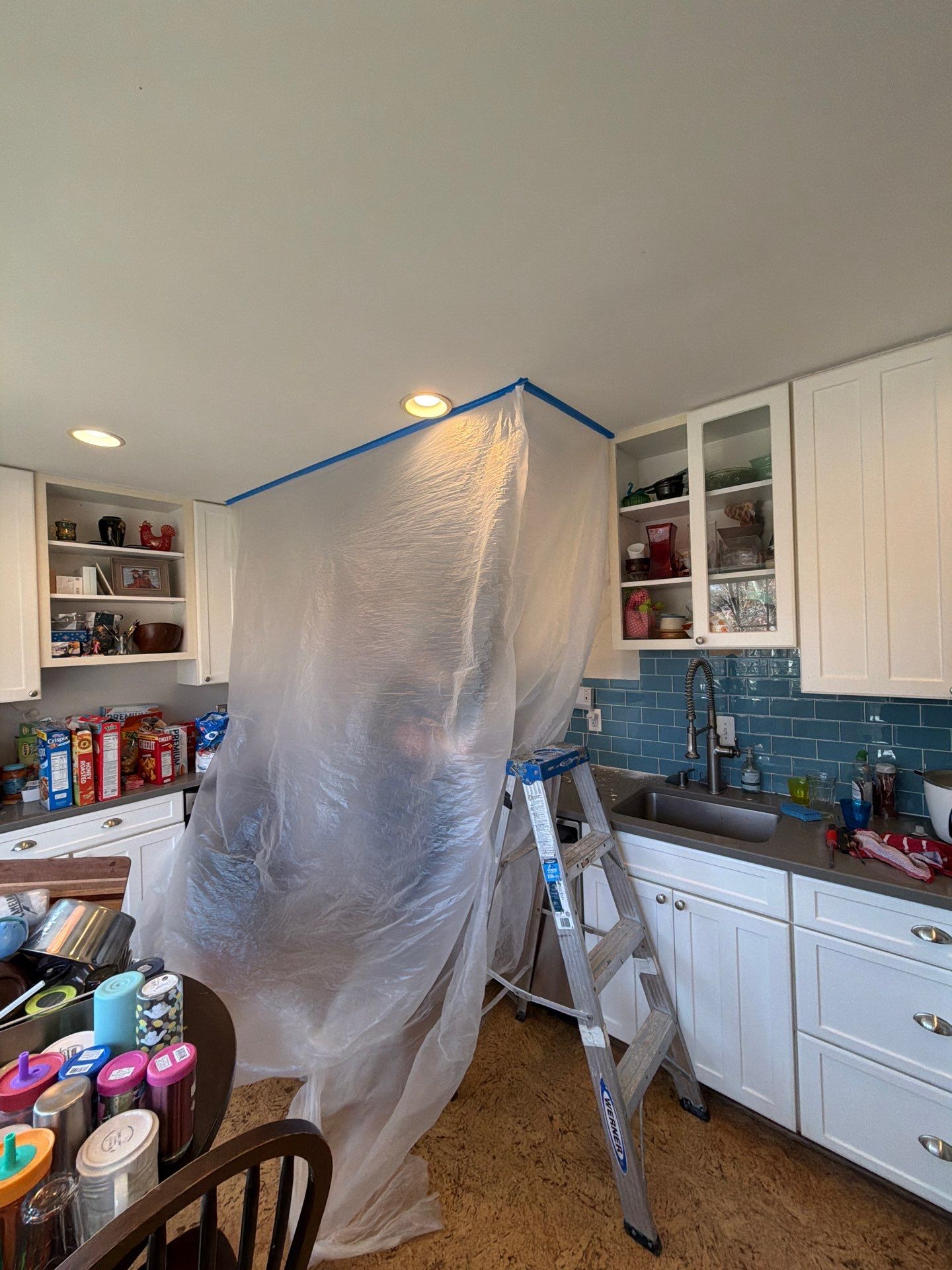 Completed wall restoration following Vienna mold remediation and structural rebuild.