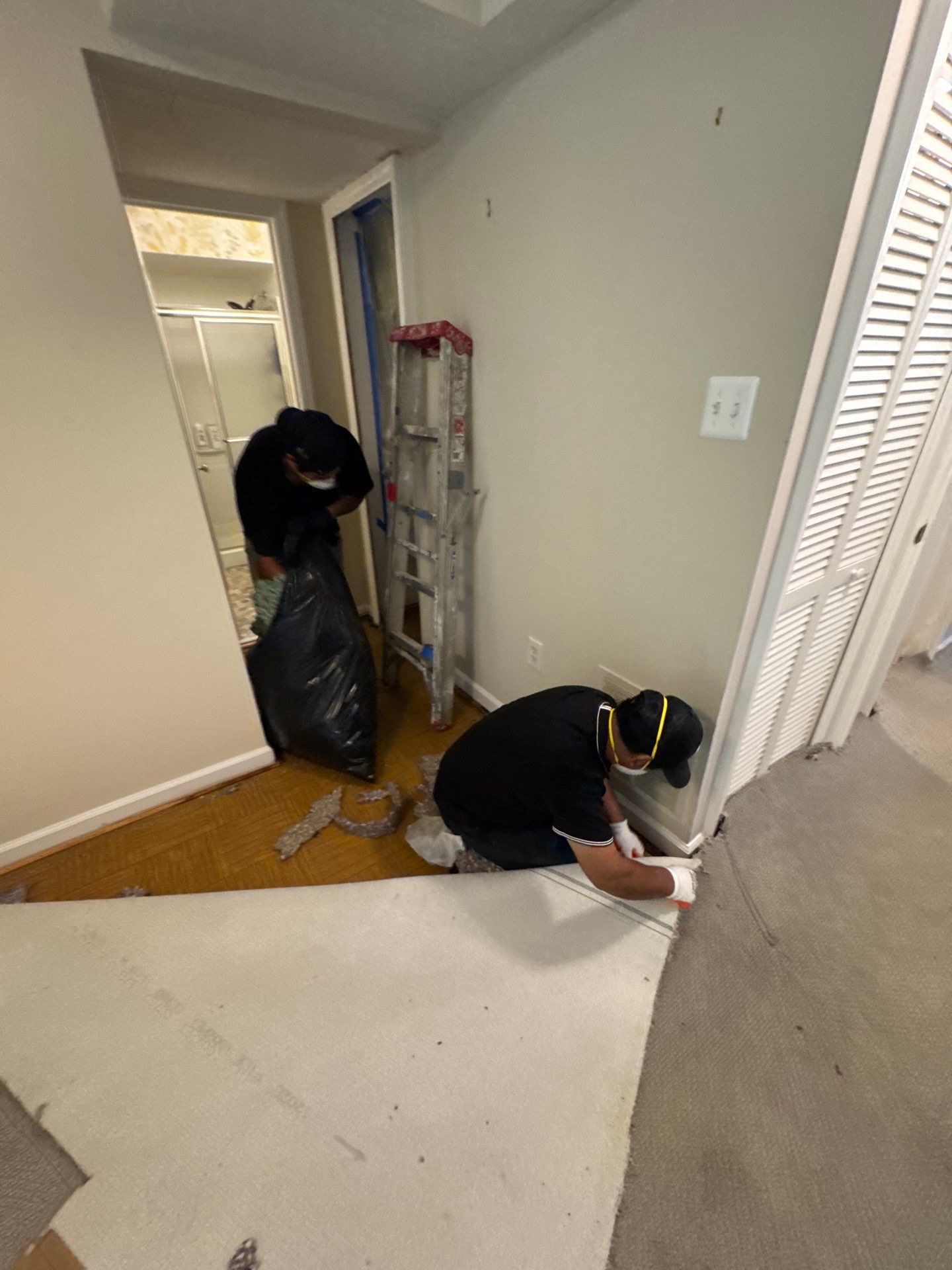 Structural drying equipment positioned within containment during Reston mold remediation work.