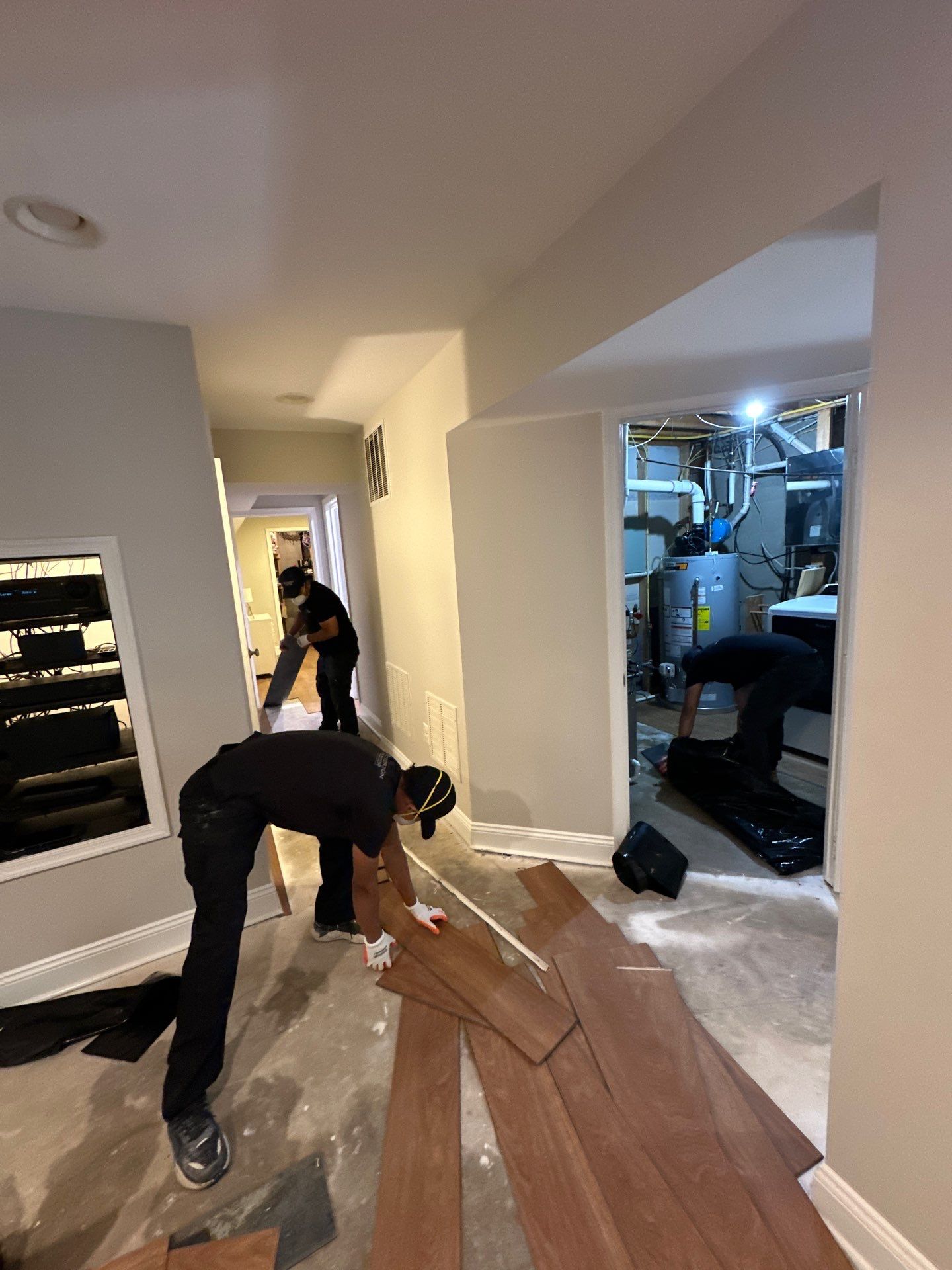 Final inspection of dried substrate after mold remediation and flooring removal in Fairfax.