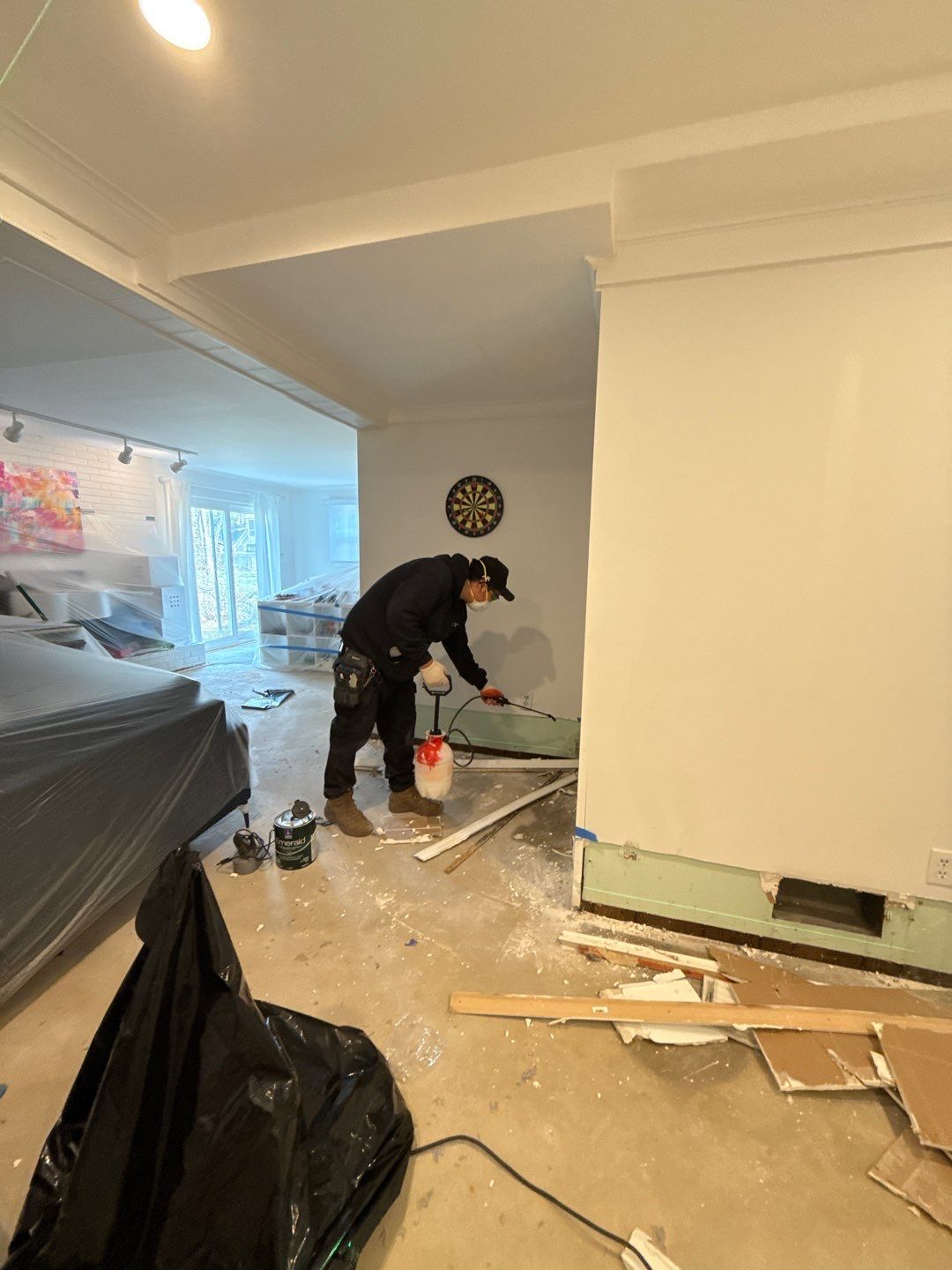 Mold remediation in McLean begins with structural drying equipment positioned to address moisture in walls and framing.