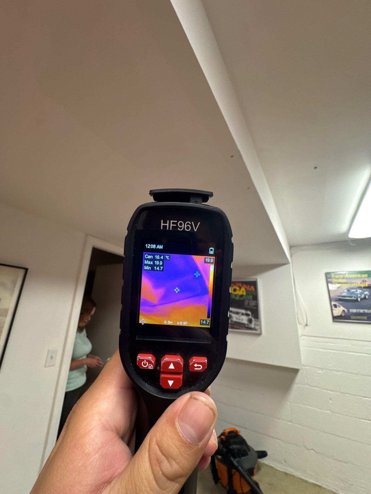 Completed thermal inspection documentation showing moisture distribution assessment for water restoration.