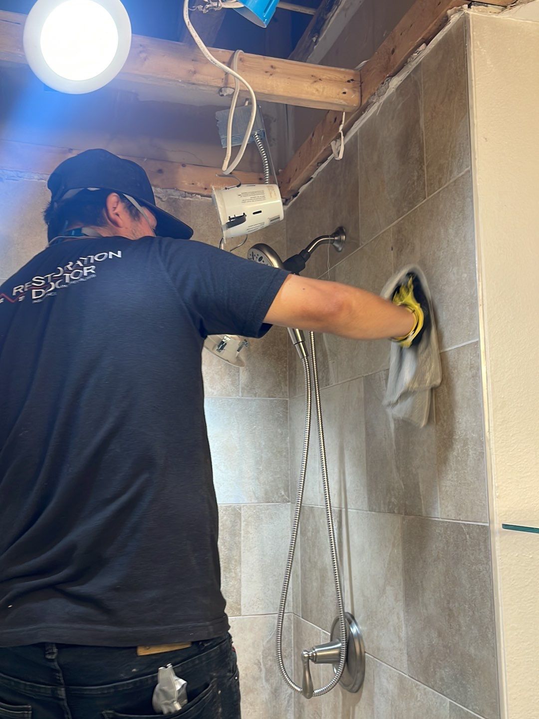 Thermal imaging moisture inspection mapping affected areas during water damage mitigation.