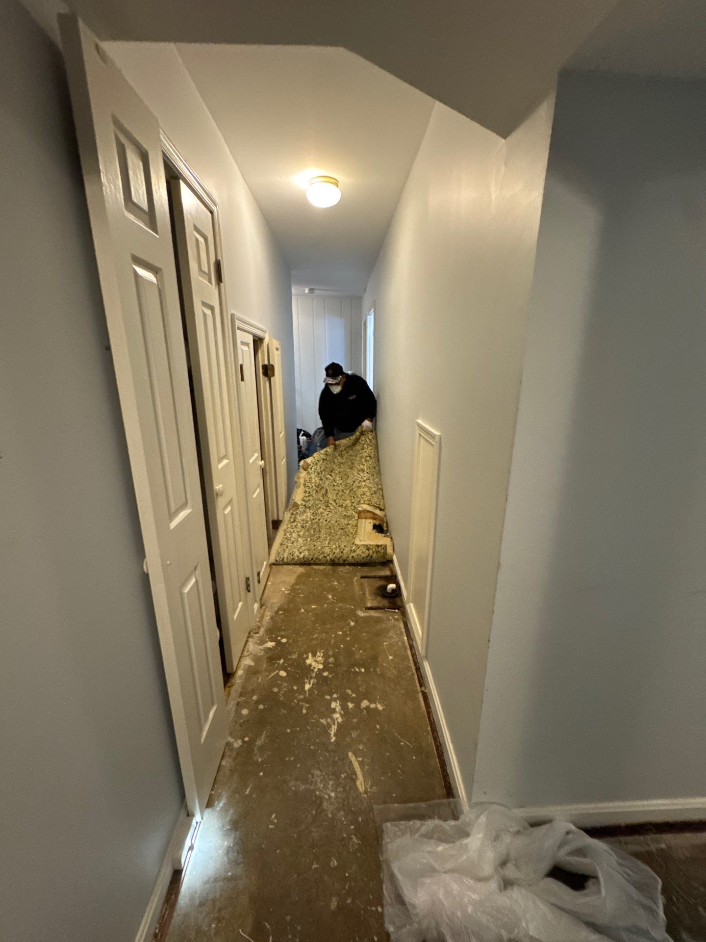 Containment barrier erected during mold remediation in McLean, isolating affected area.