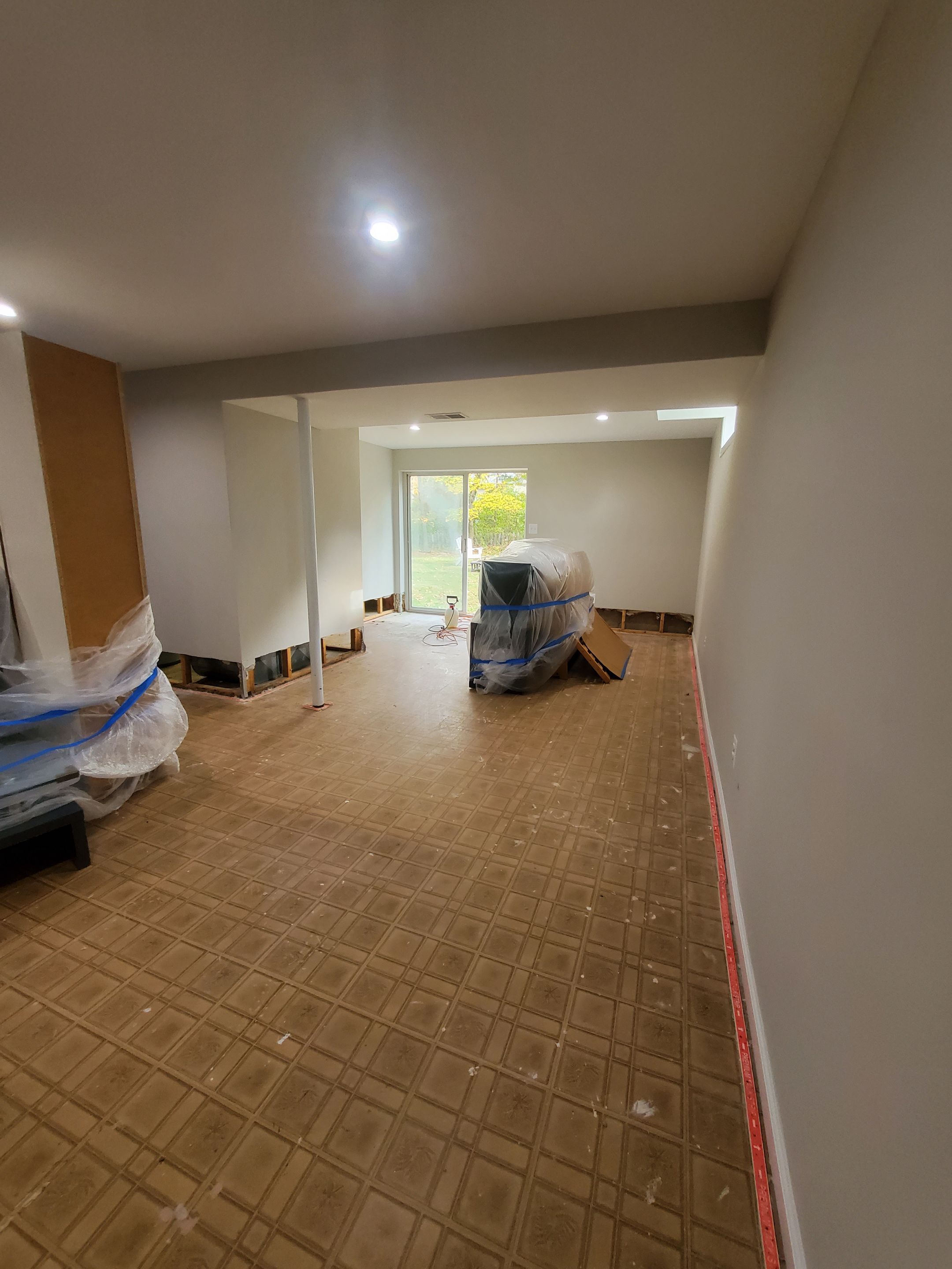 Advanced drying phase of Sterling water damage restoration with active dehumidification systems.