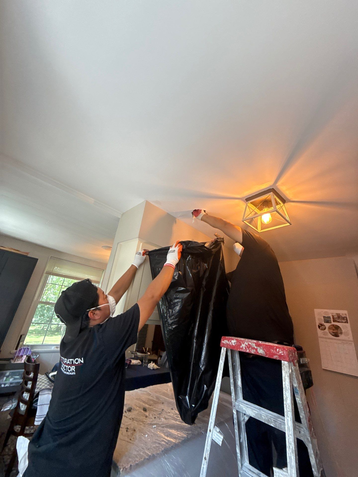 Ceiling repair finished and equipment removed, Arlington mold remediation project concluded.