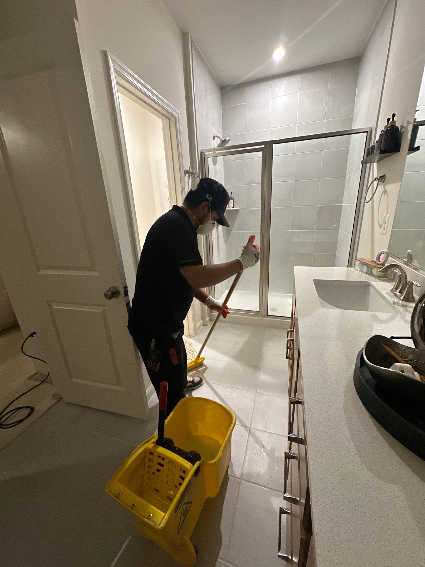 Drying equipment in place monitoring moisture levels as structural materials dry.