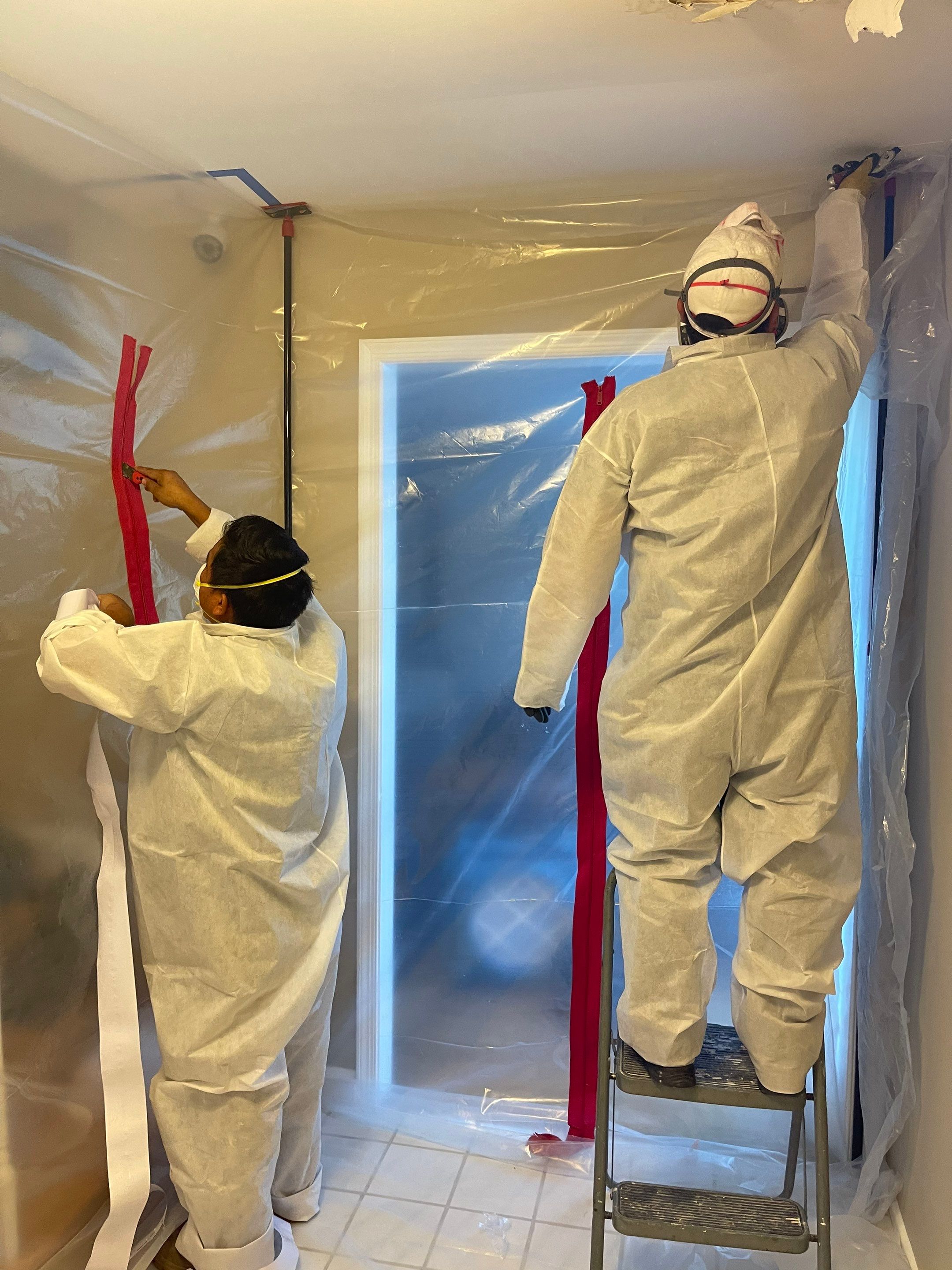Completed ceiling repair and containment removal following Vienna water damage restoration.