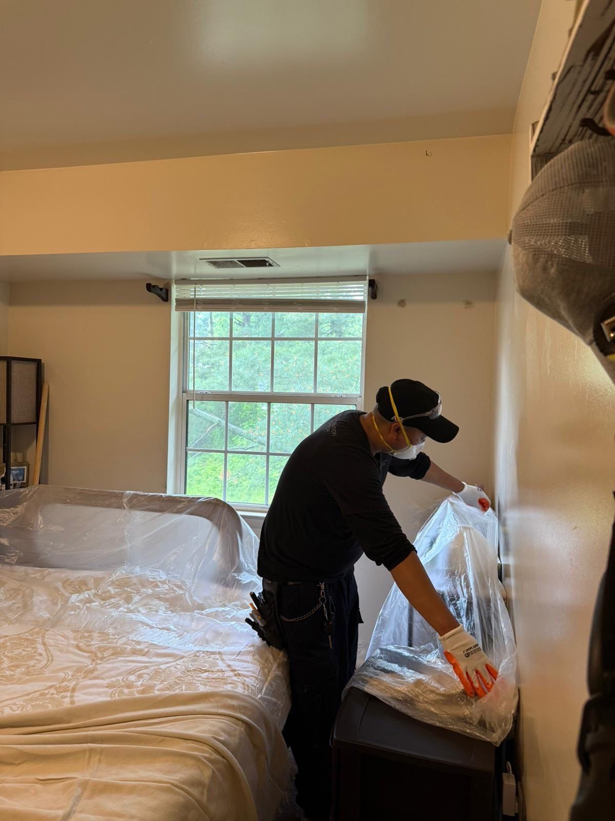 Containment and sanitizing work underway to address mold-affected areas and restore air quality.
