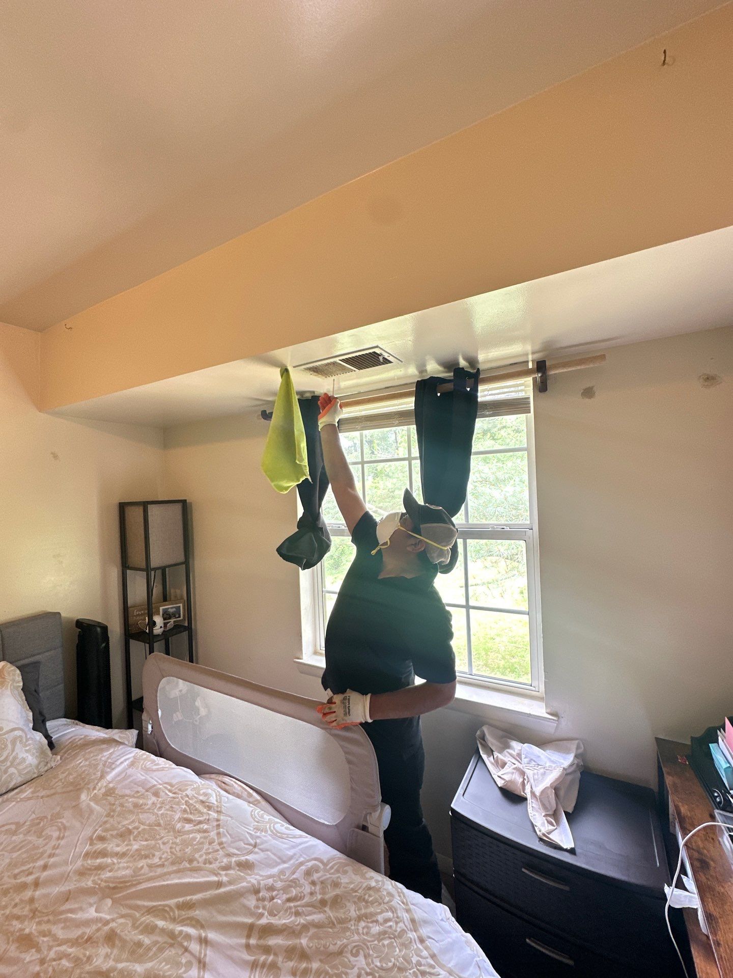 Thermal imaging camera documenting moisture patterns during mold remediation assessment in Purcellville.