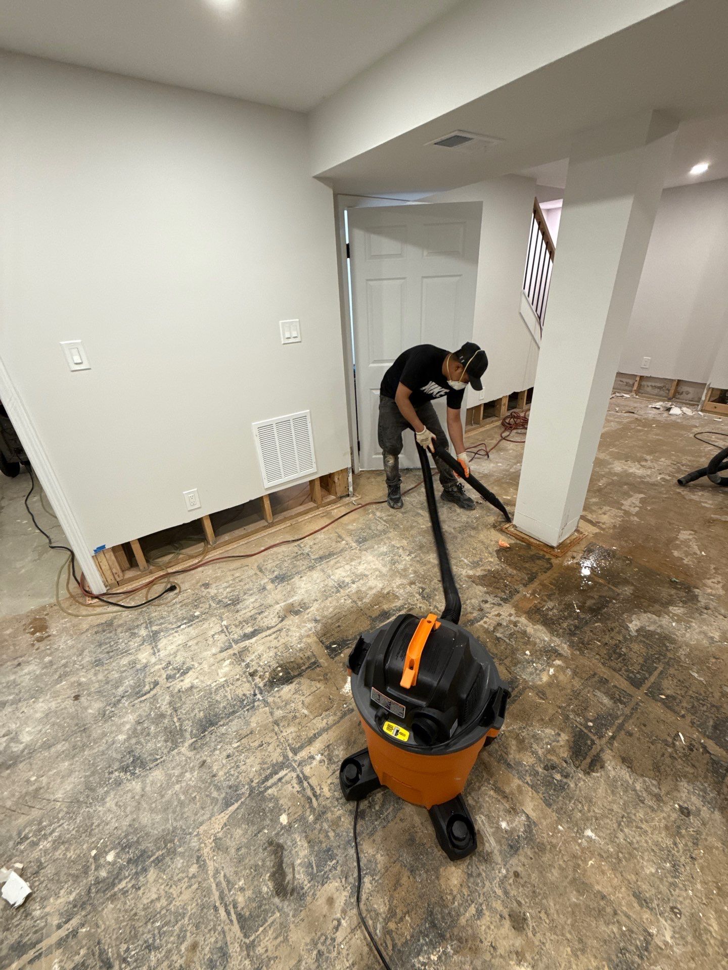 Dehumidifier and air movers deployed for structural drying during Vienna mold remediation.