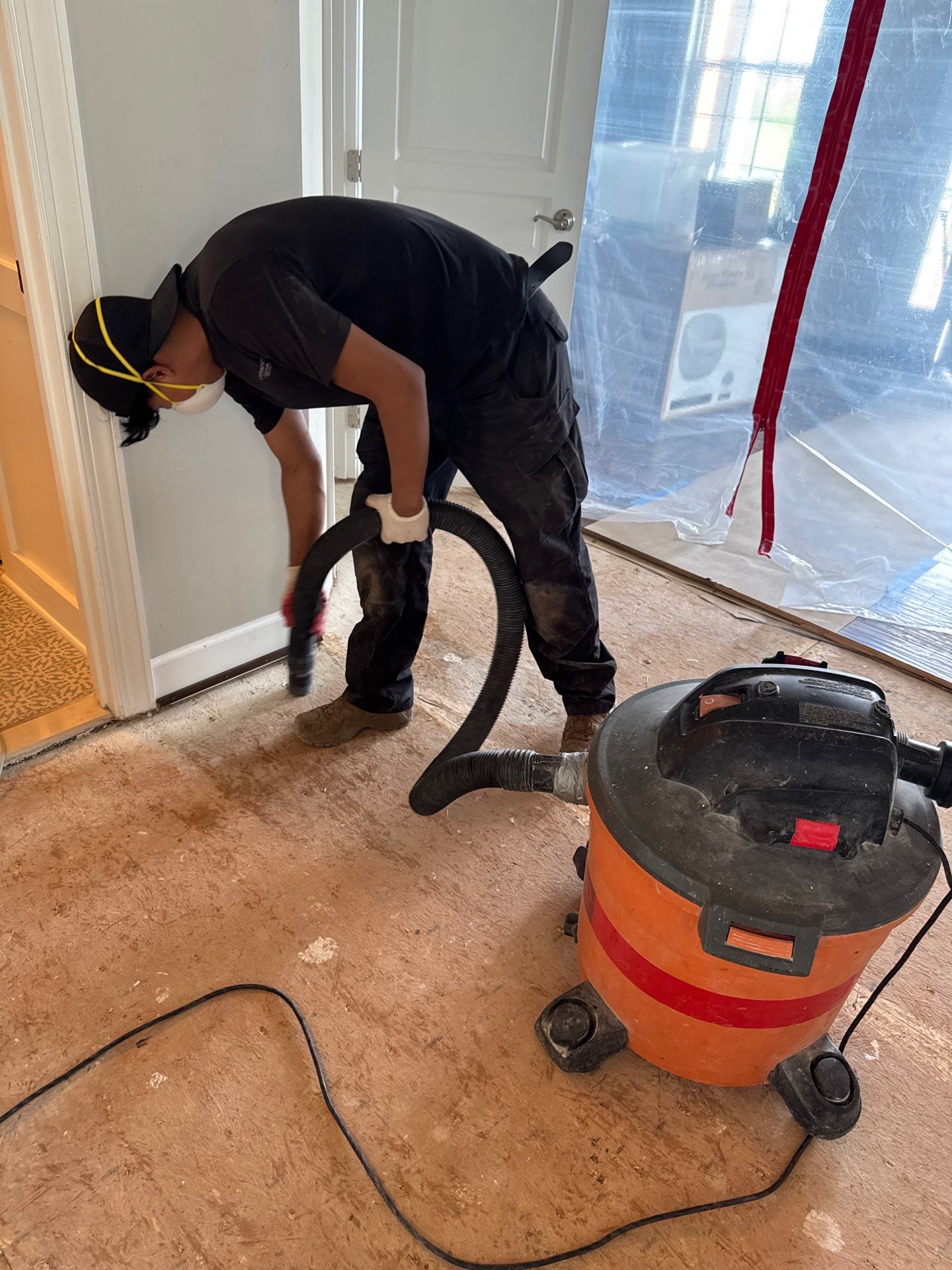 Containment barrier removed after mold remediation completion in Reston.