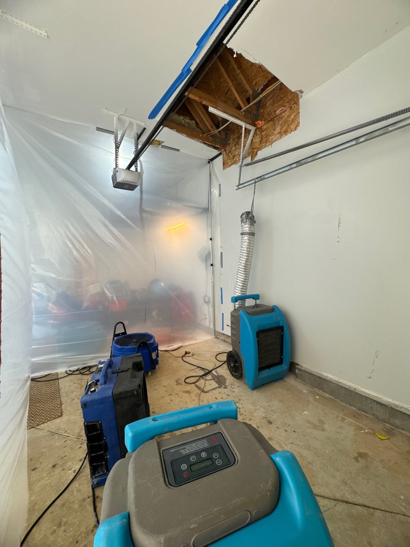 Water extraction equipment deployed during structural drying phase of Warrenton mold remediation.