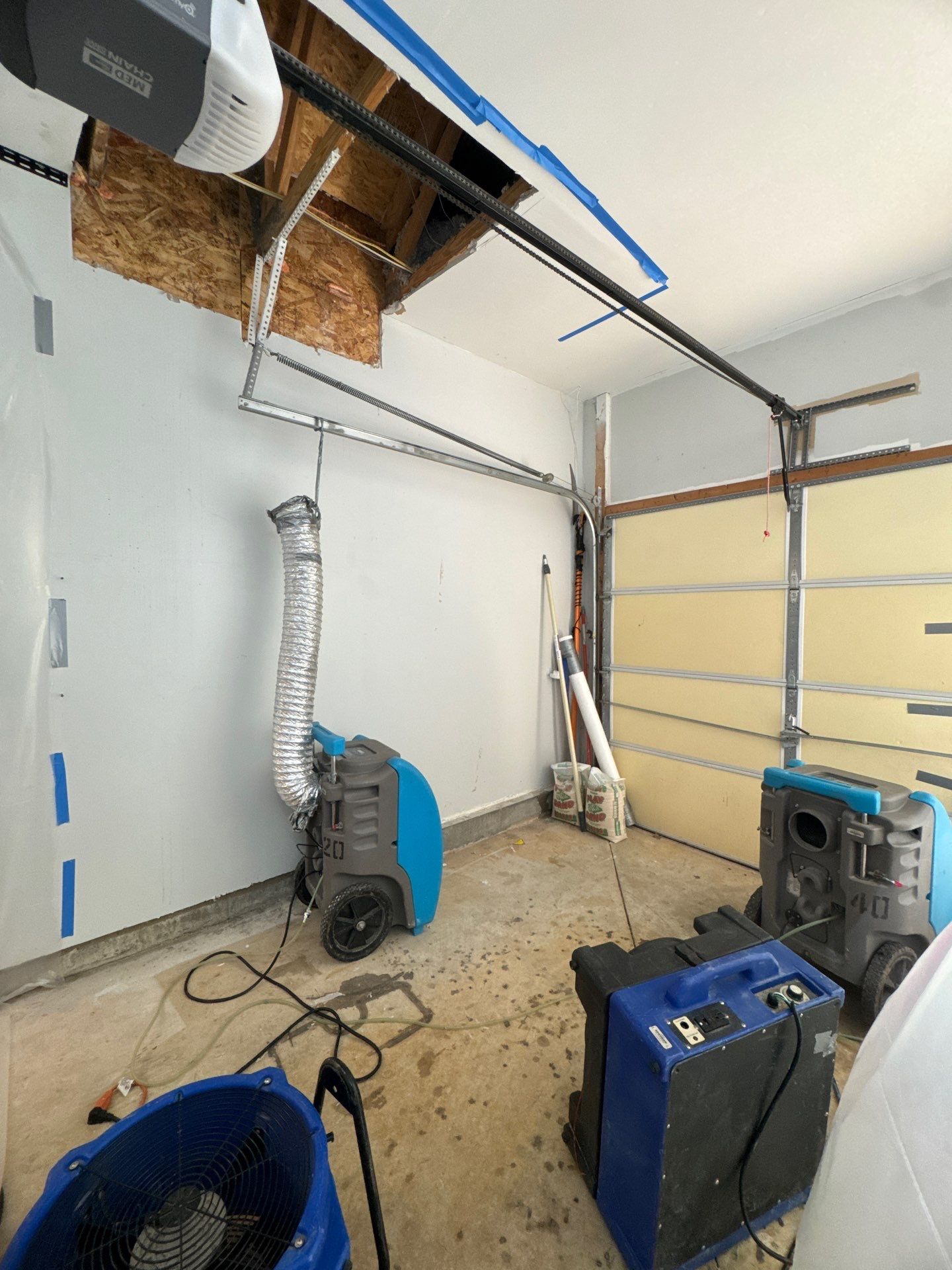 Ceiling repair completion following water extraction and drying in Warrenton mold remediation.