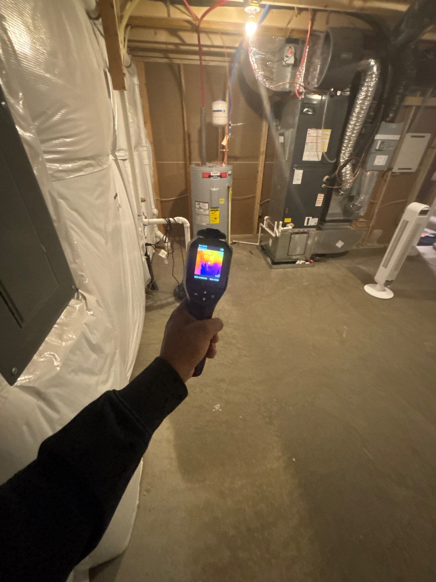 Final moisture verification after water damage restoration and flooring replacement in Stafford.