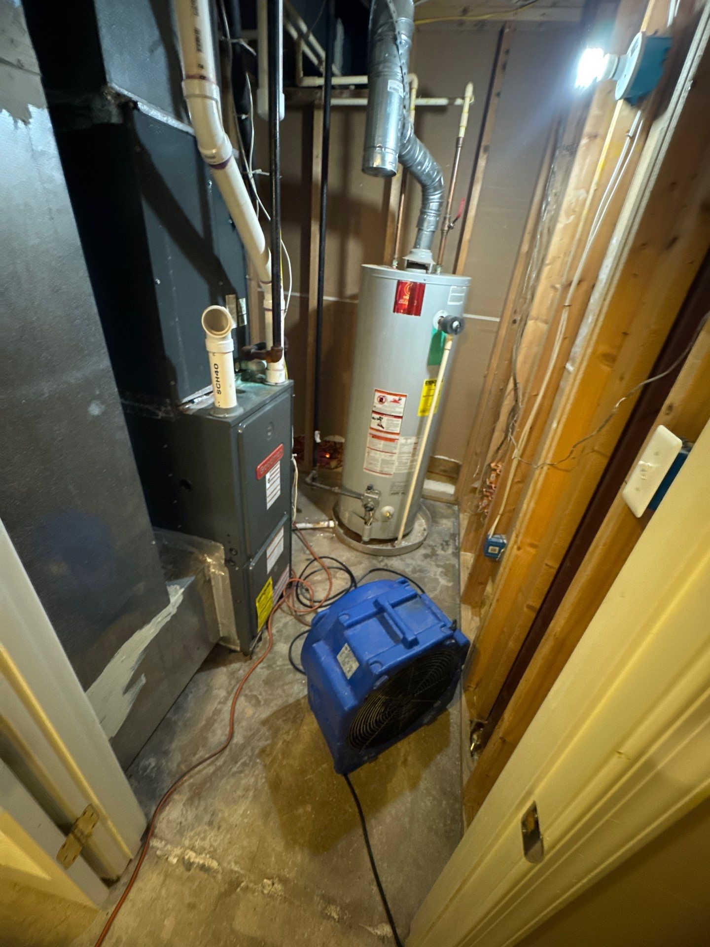 Final inspection of dried structural materials after water damage restoration in Centreville.