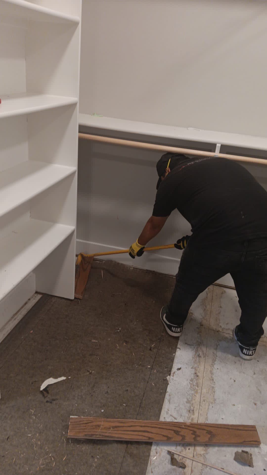 Final-stage water damage restoration in Falls Church showing cleared space and completed dehumidification cycle.