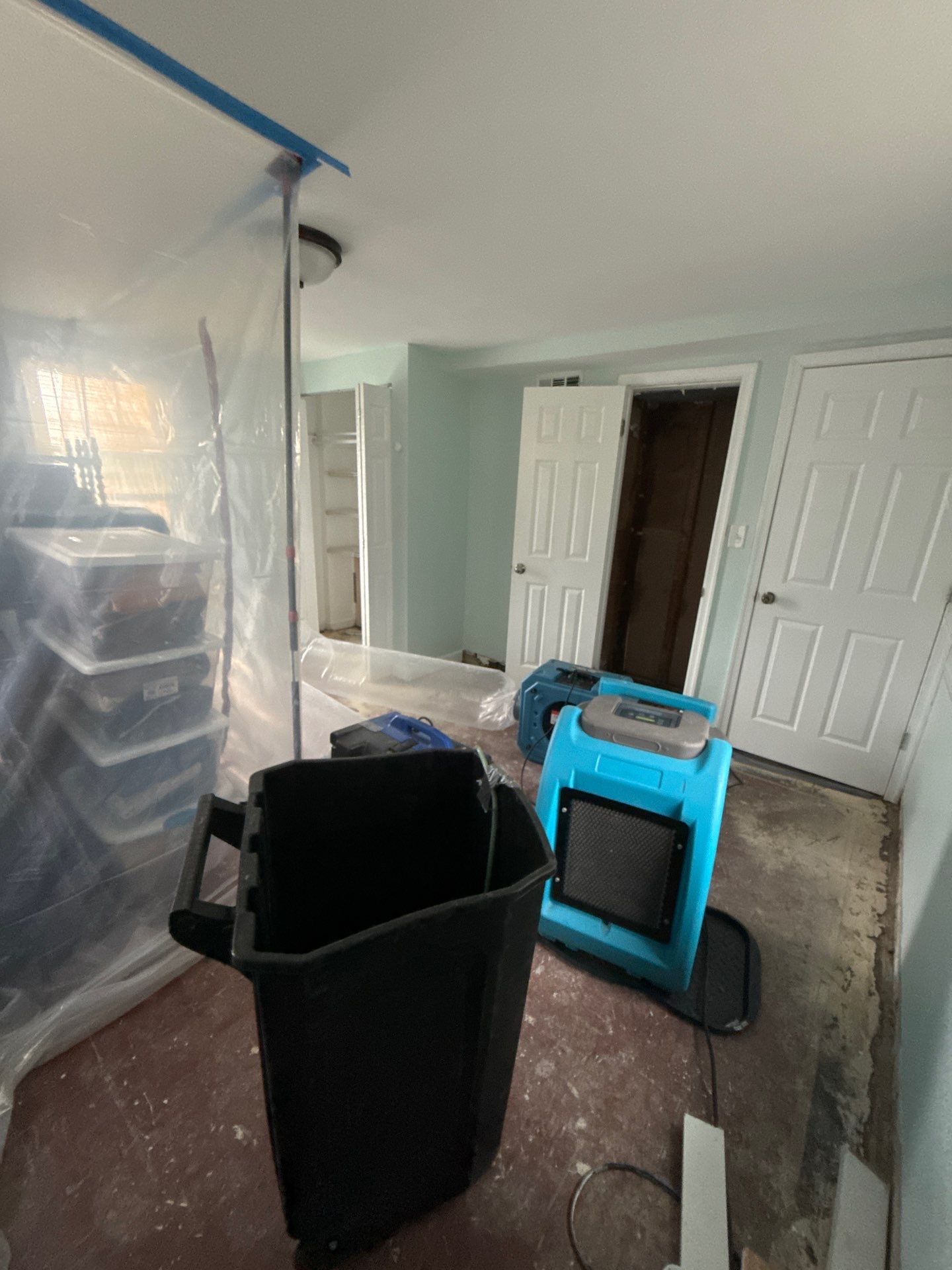 Repaired ceiling after water damage and mold remediation completion in Arlington.