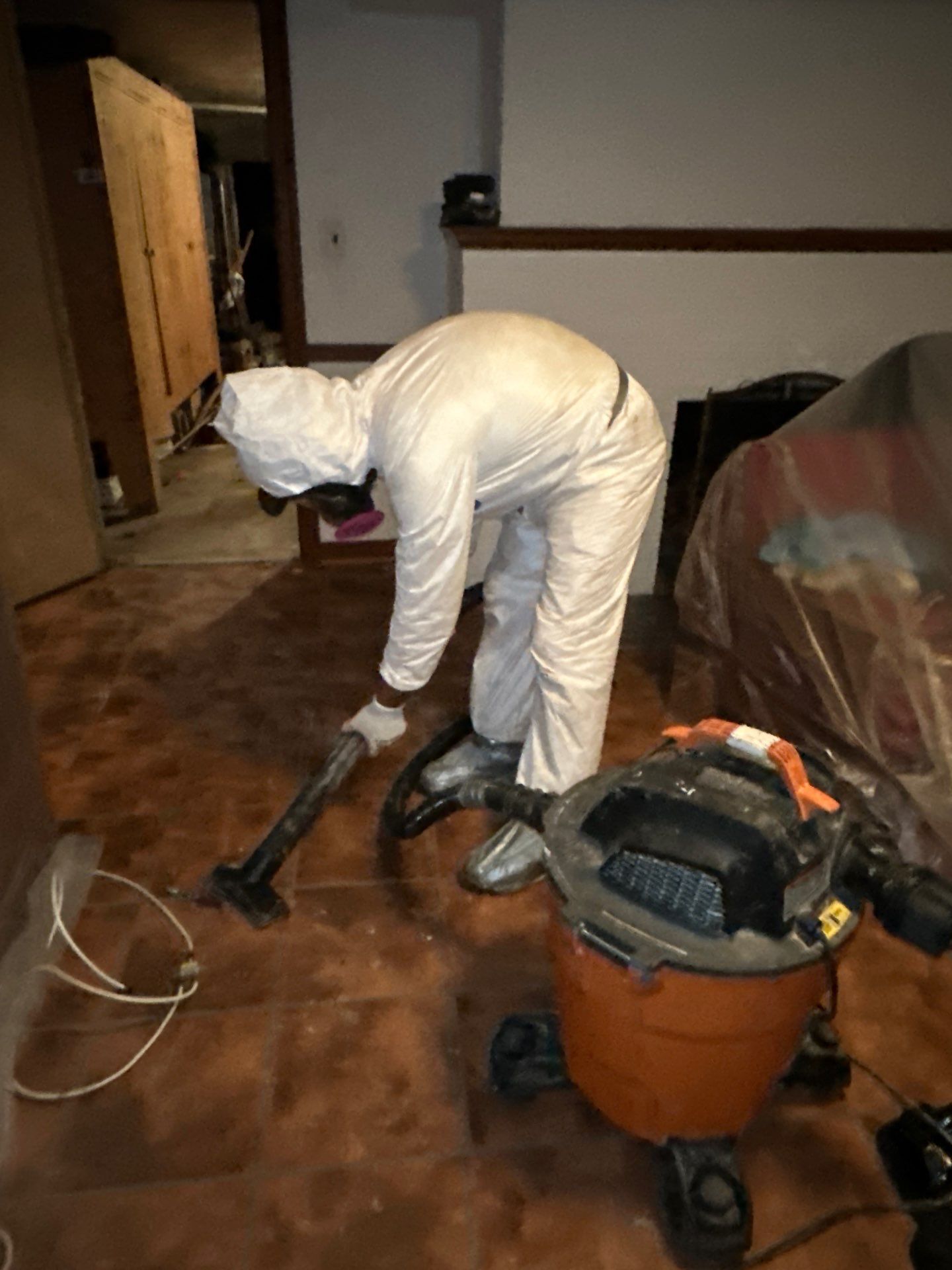 Standing water extraction and dehumidification equipment deployed during mold remediation in Arlington.