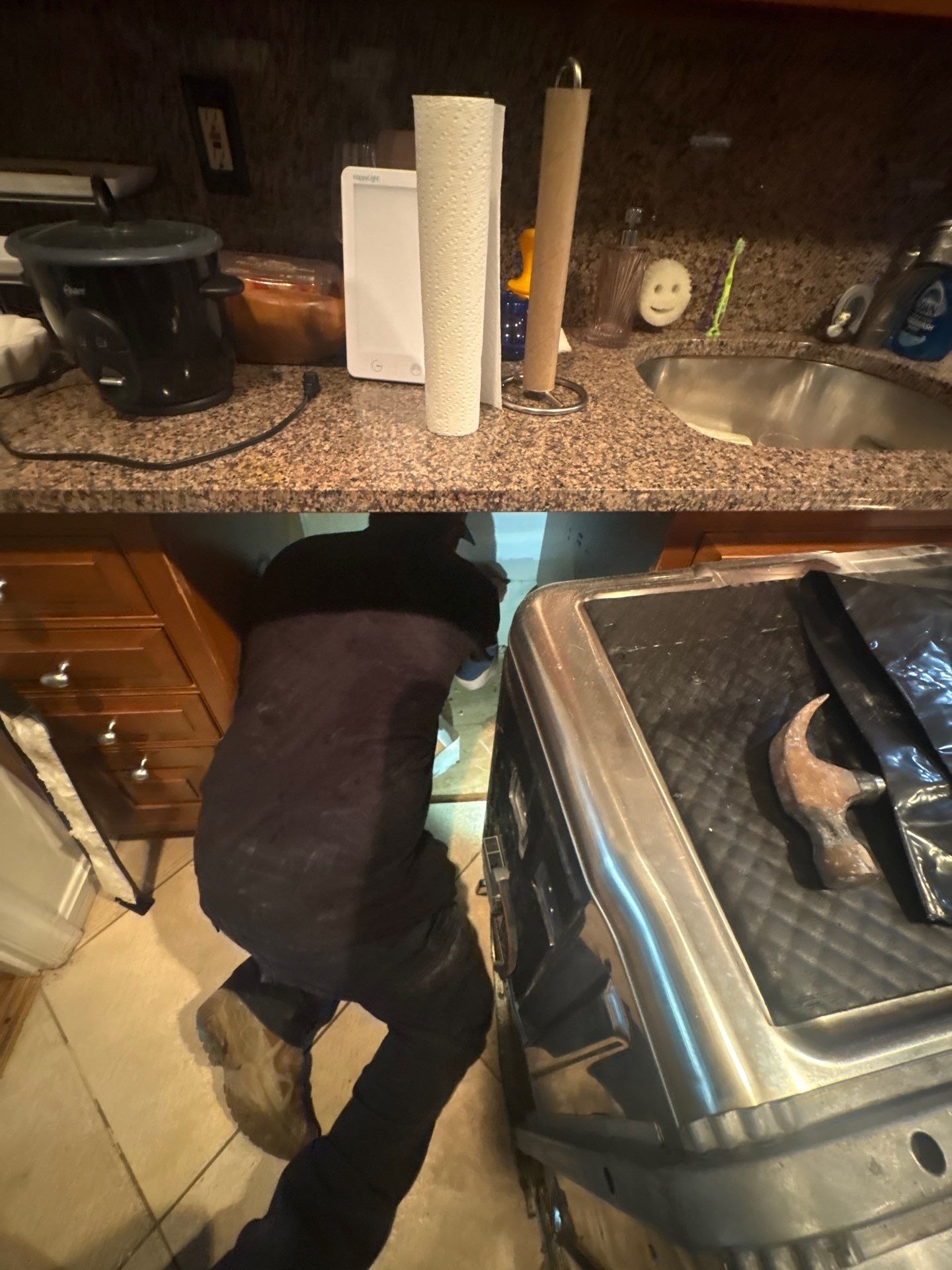 Final-stage inspection of dried structural components following water damage restoration in Alexandria.
