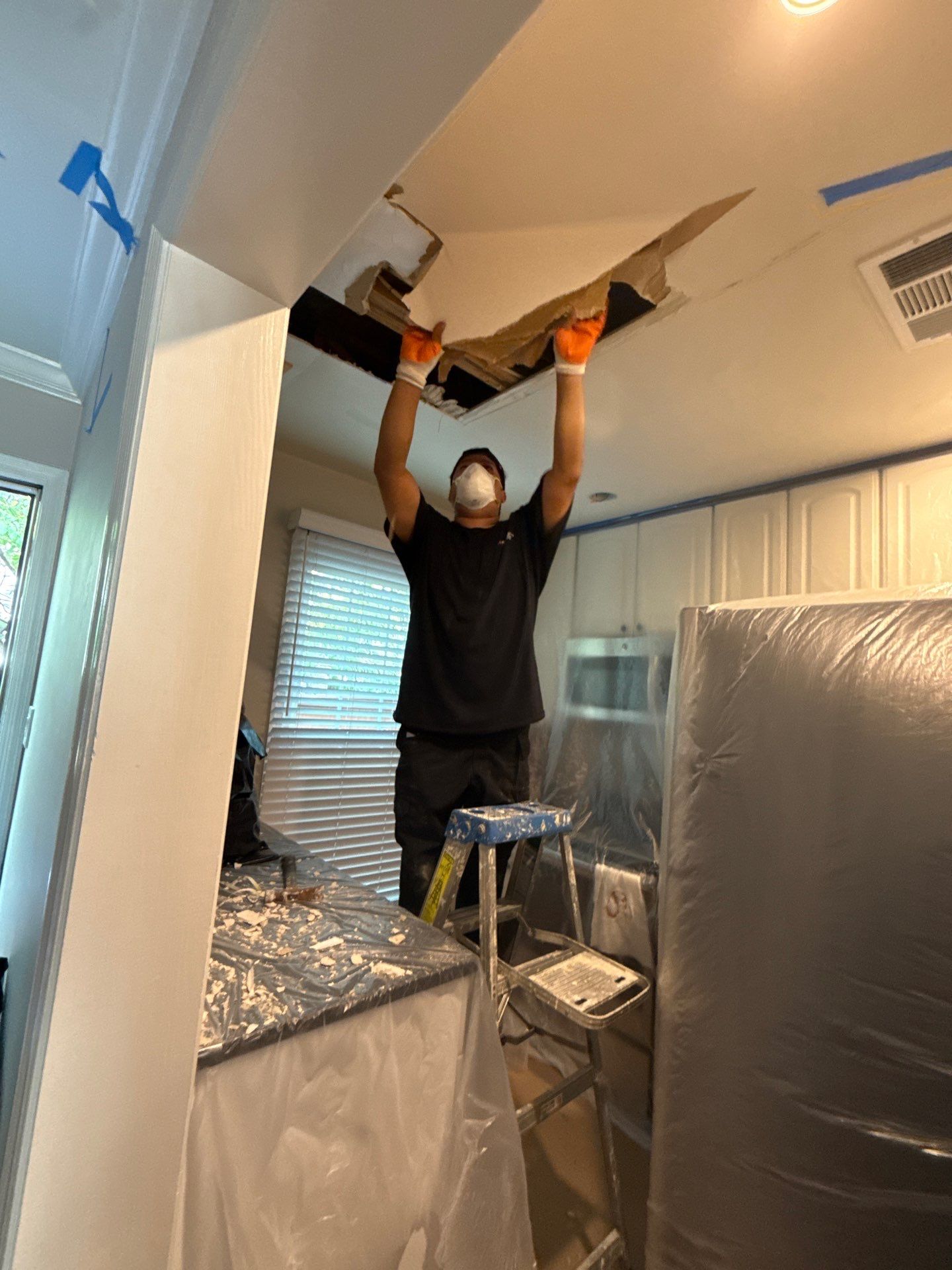 New wall materials installed to complete structural replacement in Arlington water restoration.