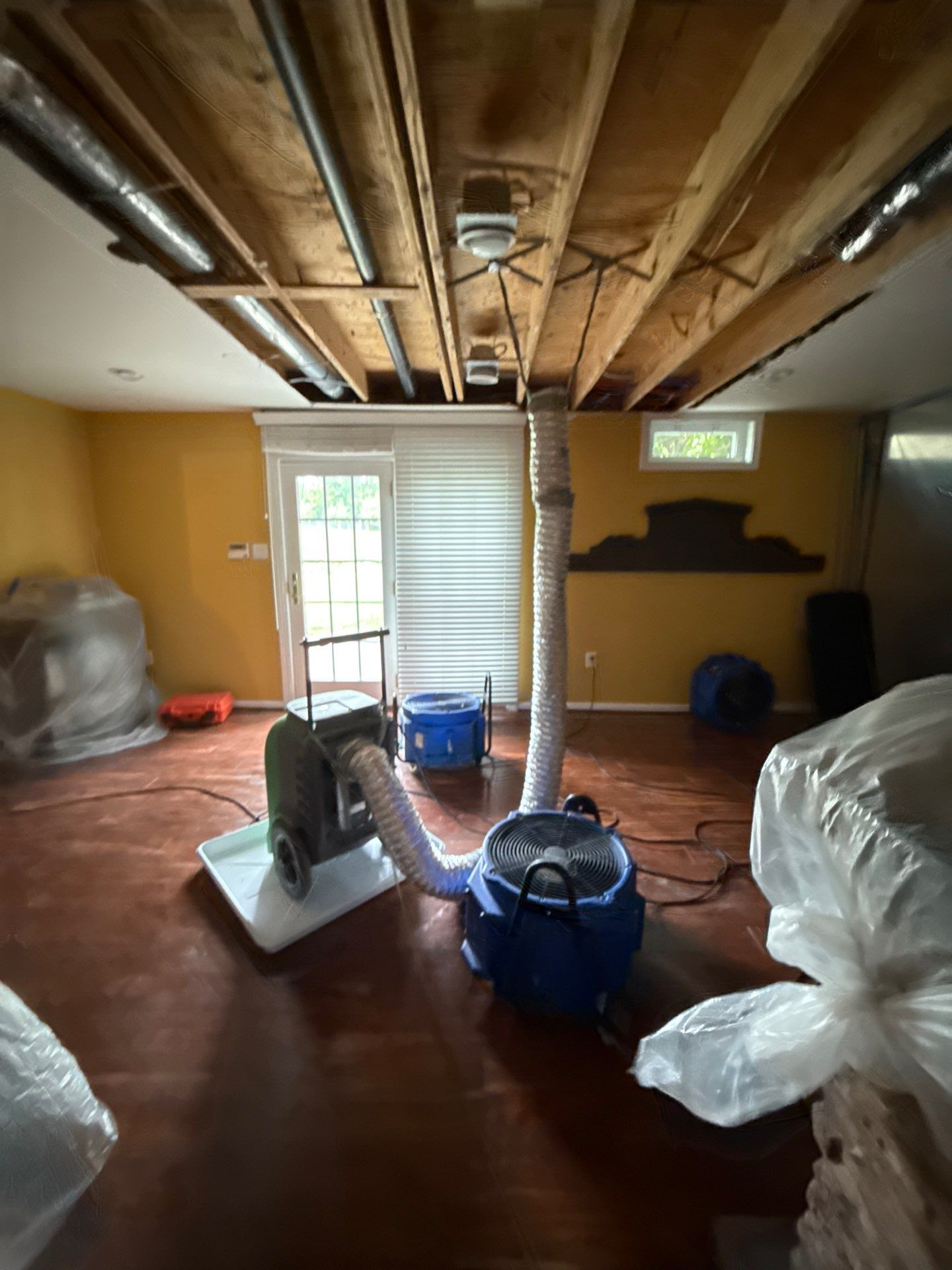 Moisture monitoring during active dehumidification phase of remediation work.