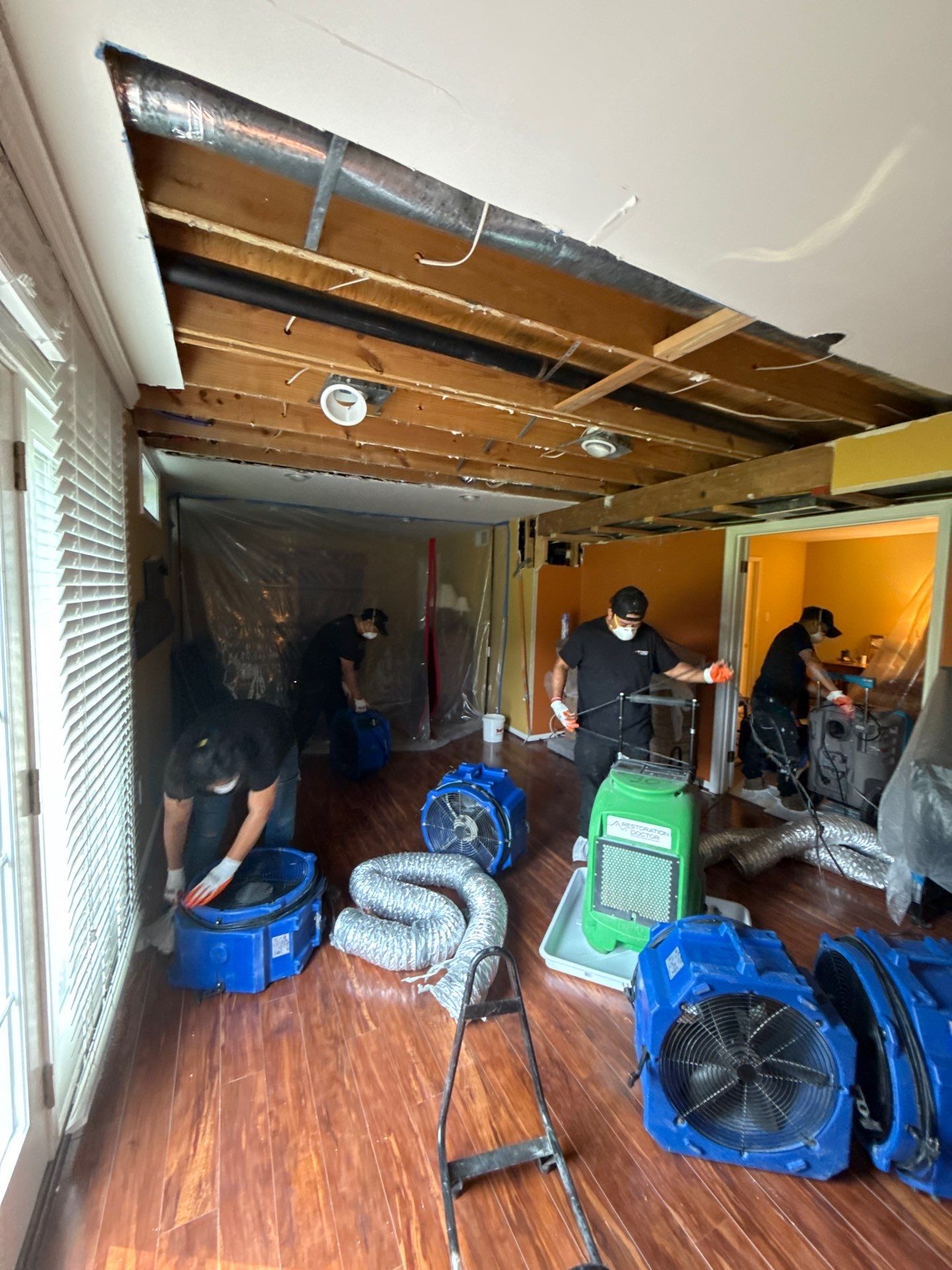 Containment integrity maintained while drying equipment operates continuously.