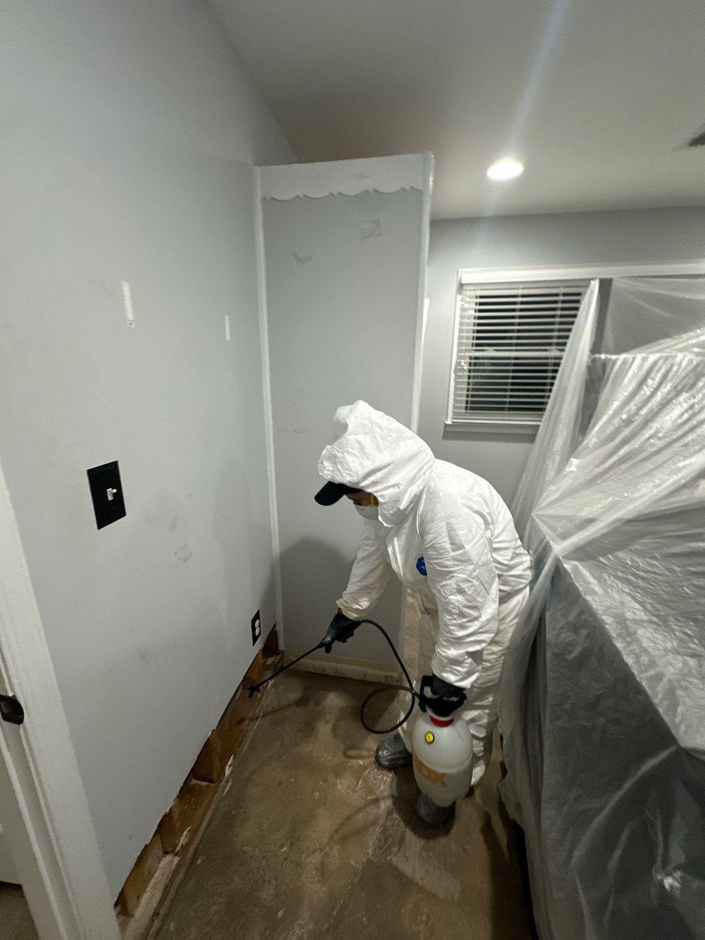 Final-stage inspection of dried structural surfaces following water extraction, drying, and sanitization in Warrenton.