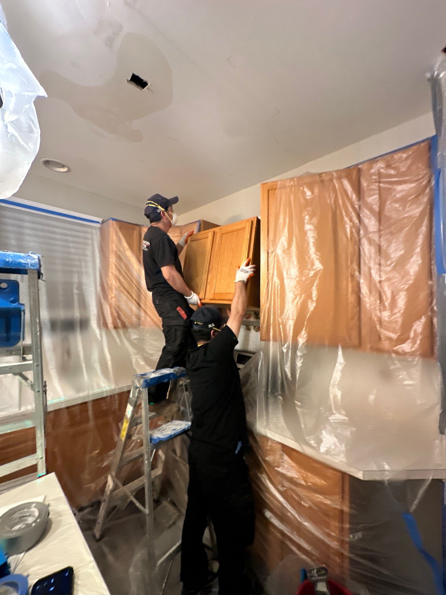 Final-stage mold remediation in Ashburn with structural drying complete and ceiling repair finished.