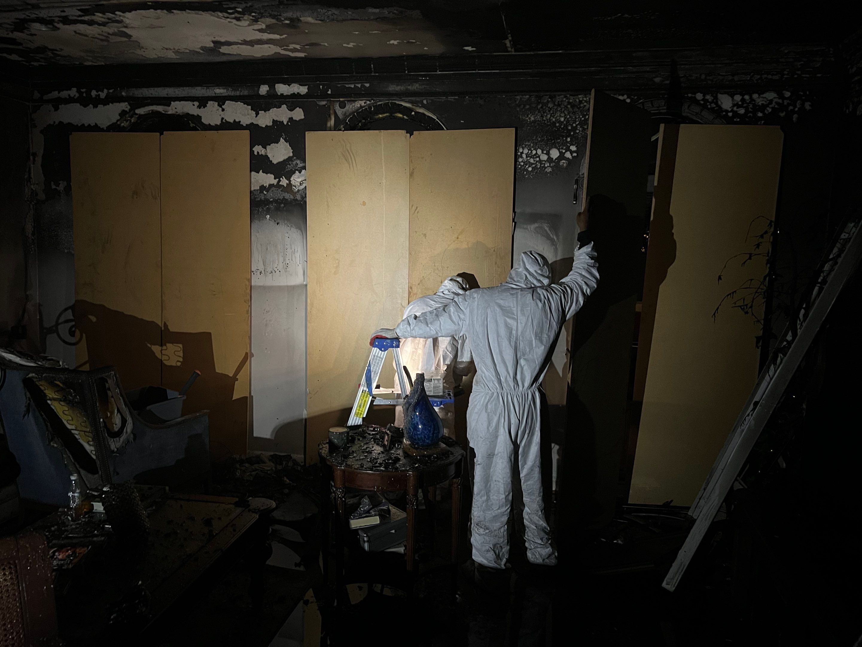 Final stage of Arlington fire restoration showing cleaned surfaces after smoke and soot remediation.
