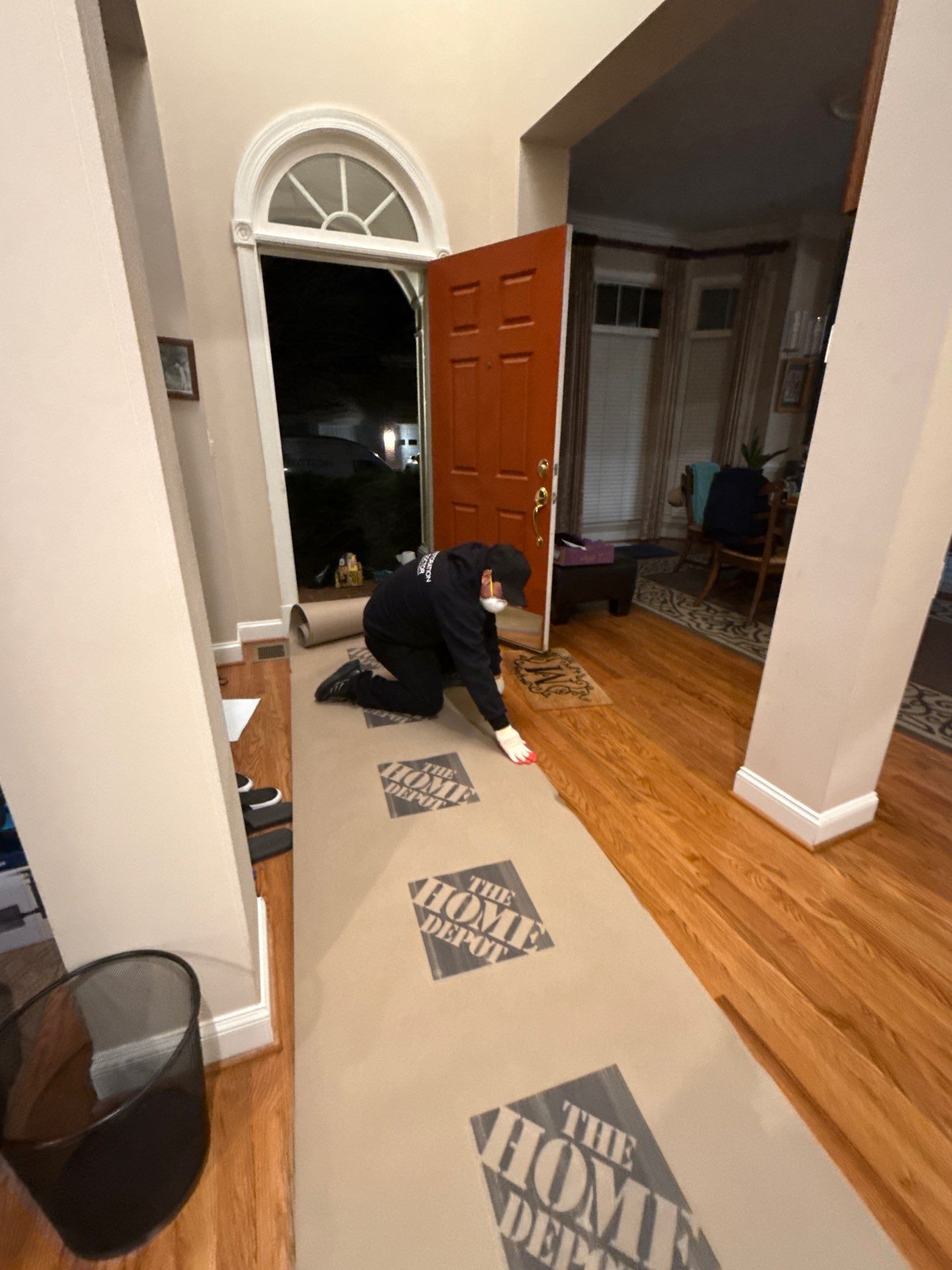 Thermal imaging camera documenting moisture patterns during water damage restoration in Fairfax.