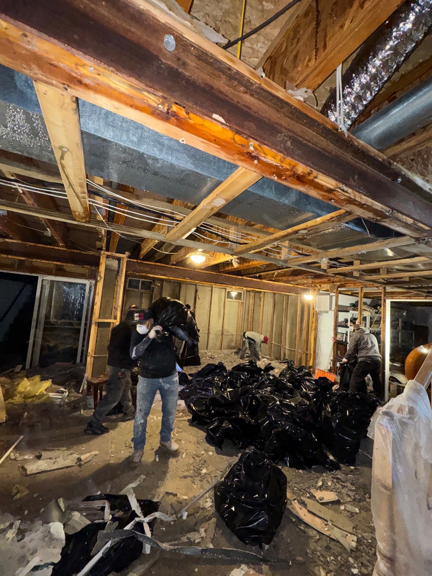 Final stage of Manassas water restoration: dried structure ready for ceiling and flooring reinstallation.