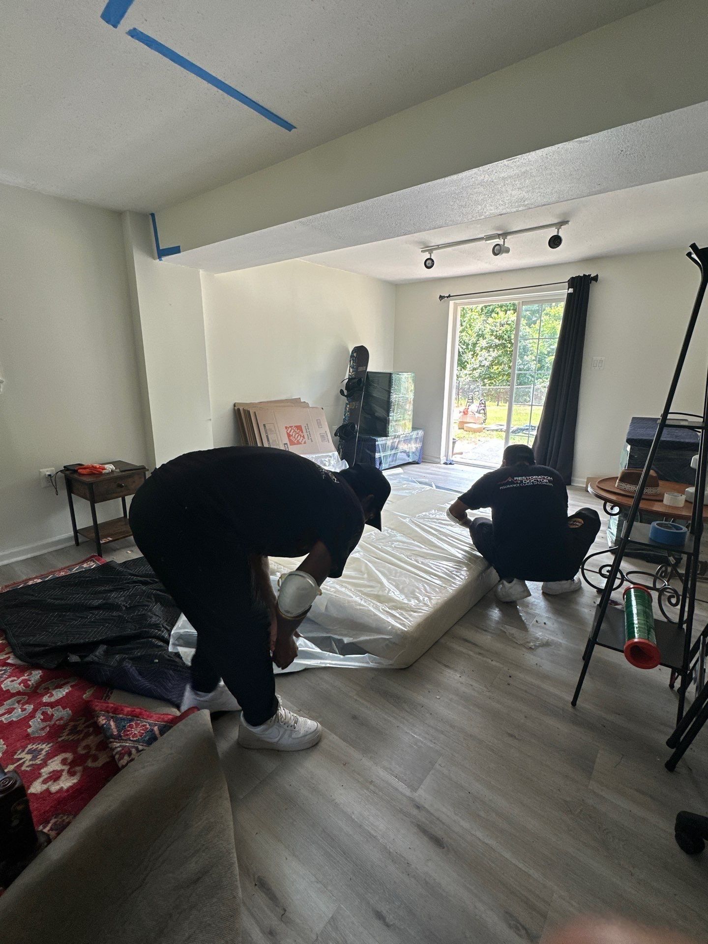 Final inspection of dried surfaces following completion of Sterling water damage restoration work.