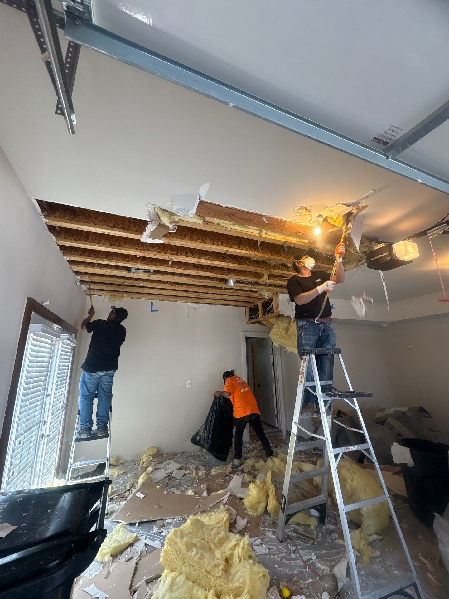Restored ceiling and sealed drywall after completion of water damage restoration in Sterling.
